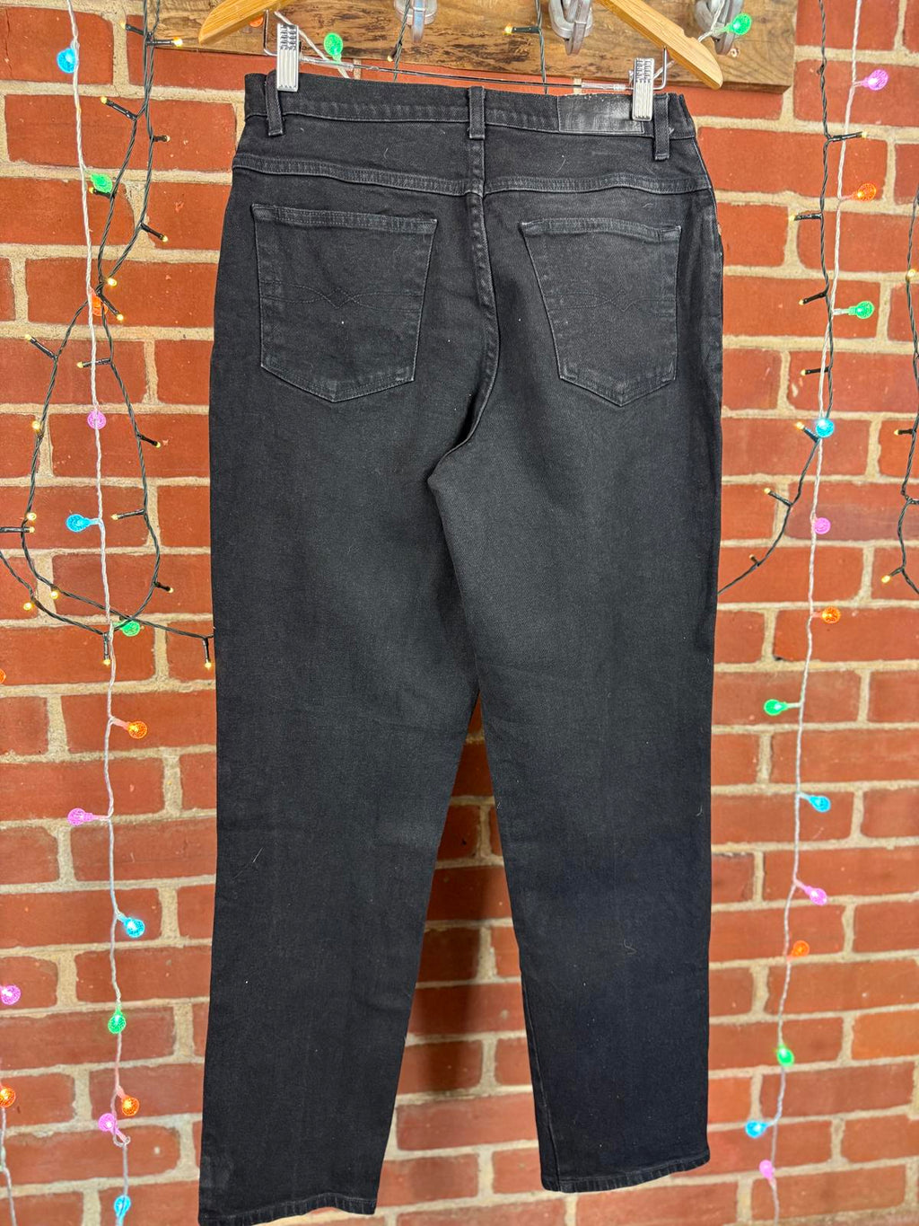 Faded Glory Black Straight Leg Stretch Jeans – UK 12–14 / US 12