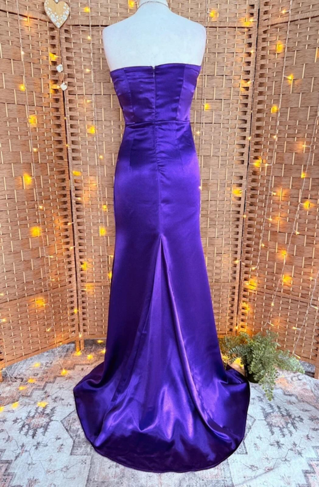 Goddiva Purple Satin Maxi Dress UK 8 BNWT Prom Evening Gown