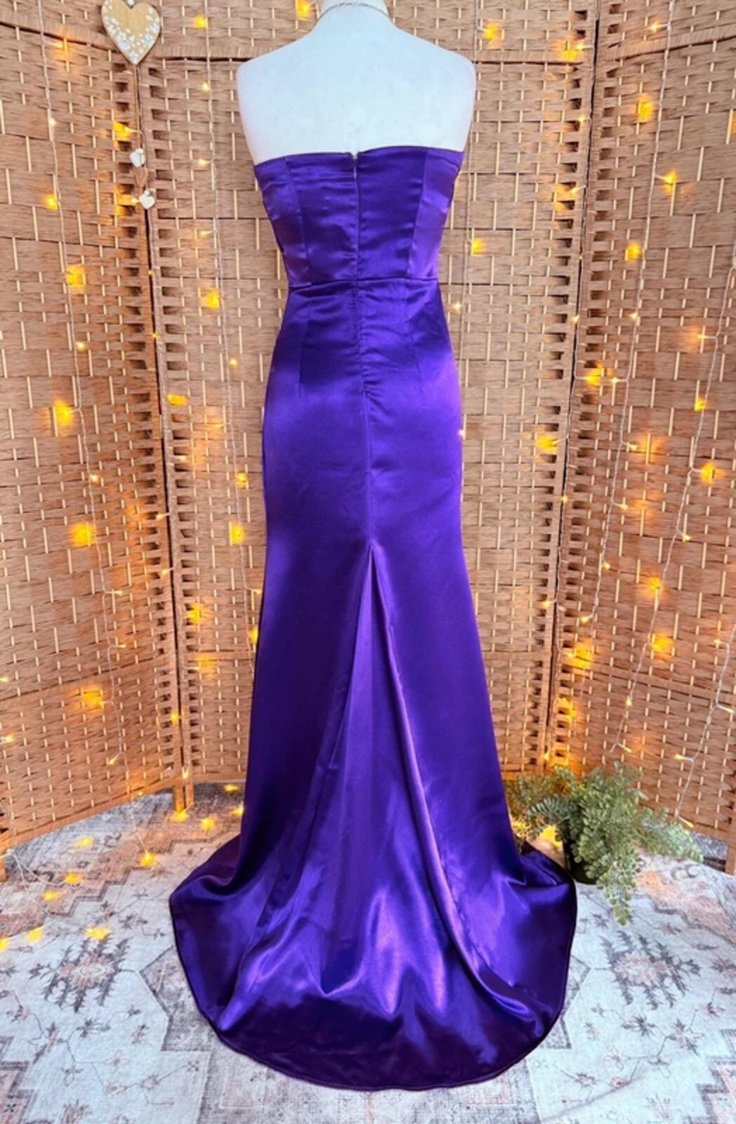 Goddiva Purple Satin Maxi Dress UK 8 BNWT Prom Evening Gown
