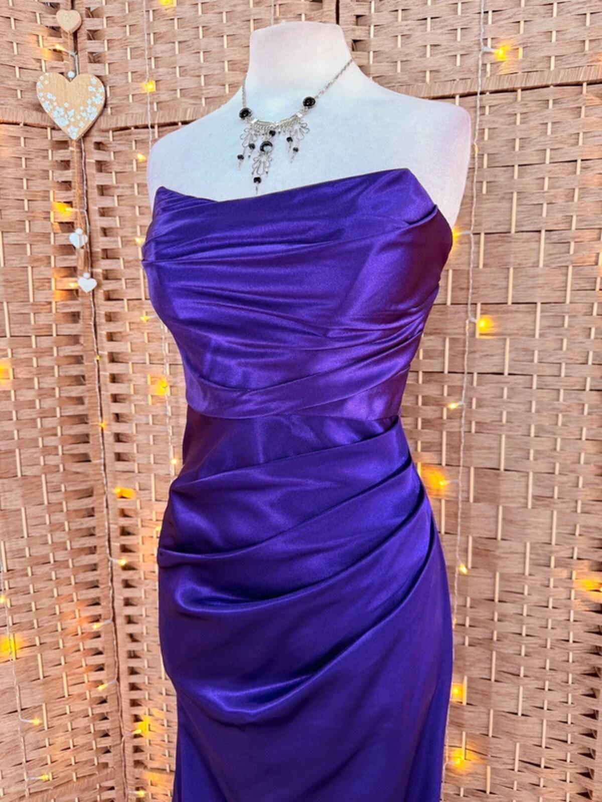 Goddiva Purple Satin Maxi Dress UK 8 BNWT Prom Evening Gown
