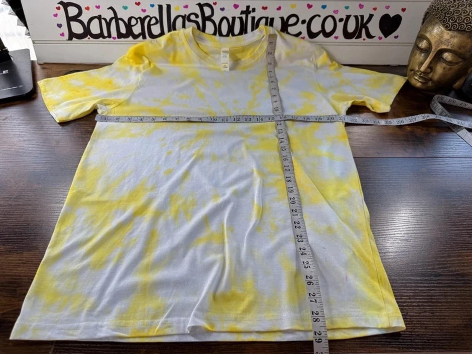 Hand Dyed Yellow Tie Dye T-Shirt XL UK 18-20 Festival Summer Tee