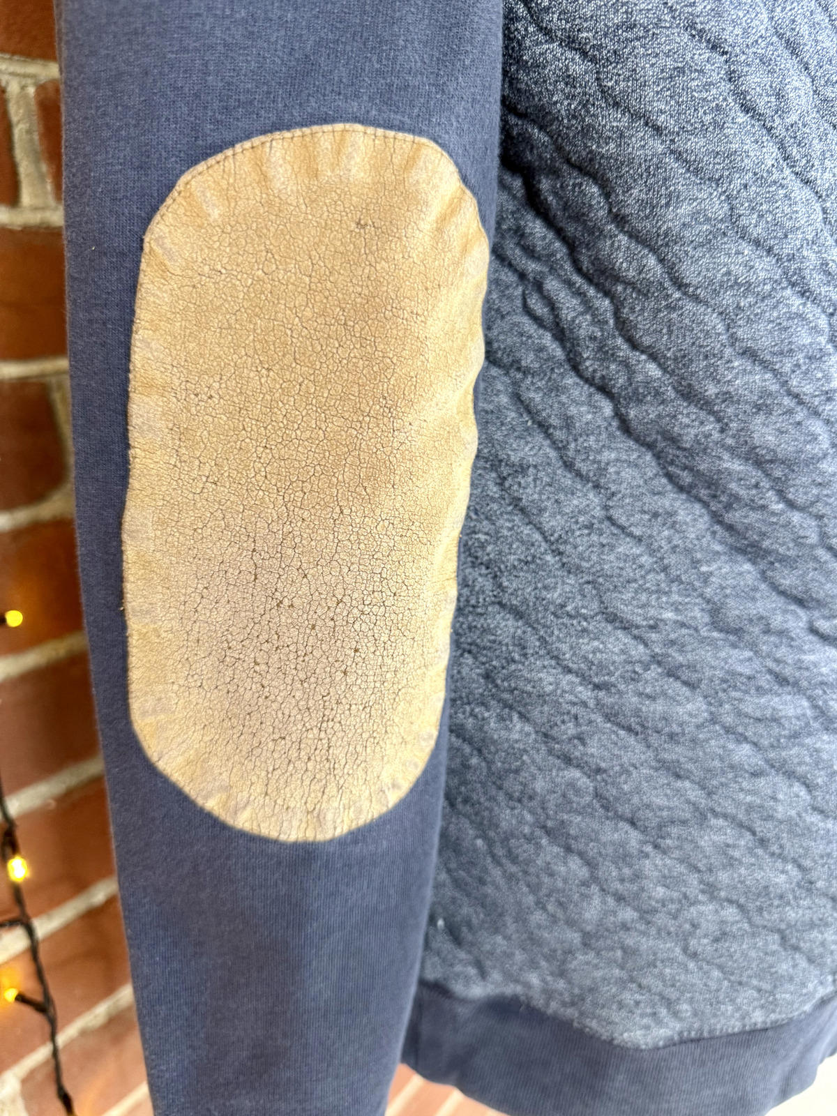 Next Mens Grey Quilted Sweatshirt with Elbow Patches Size L NUM 51