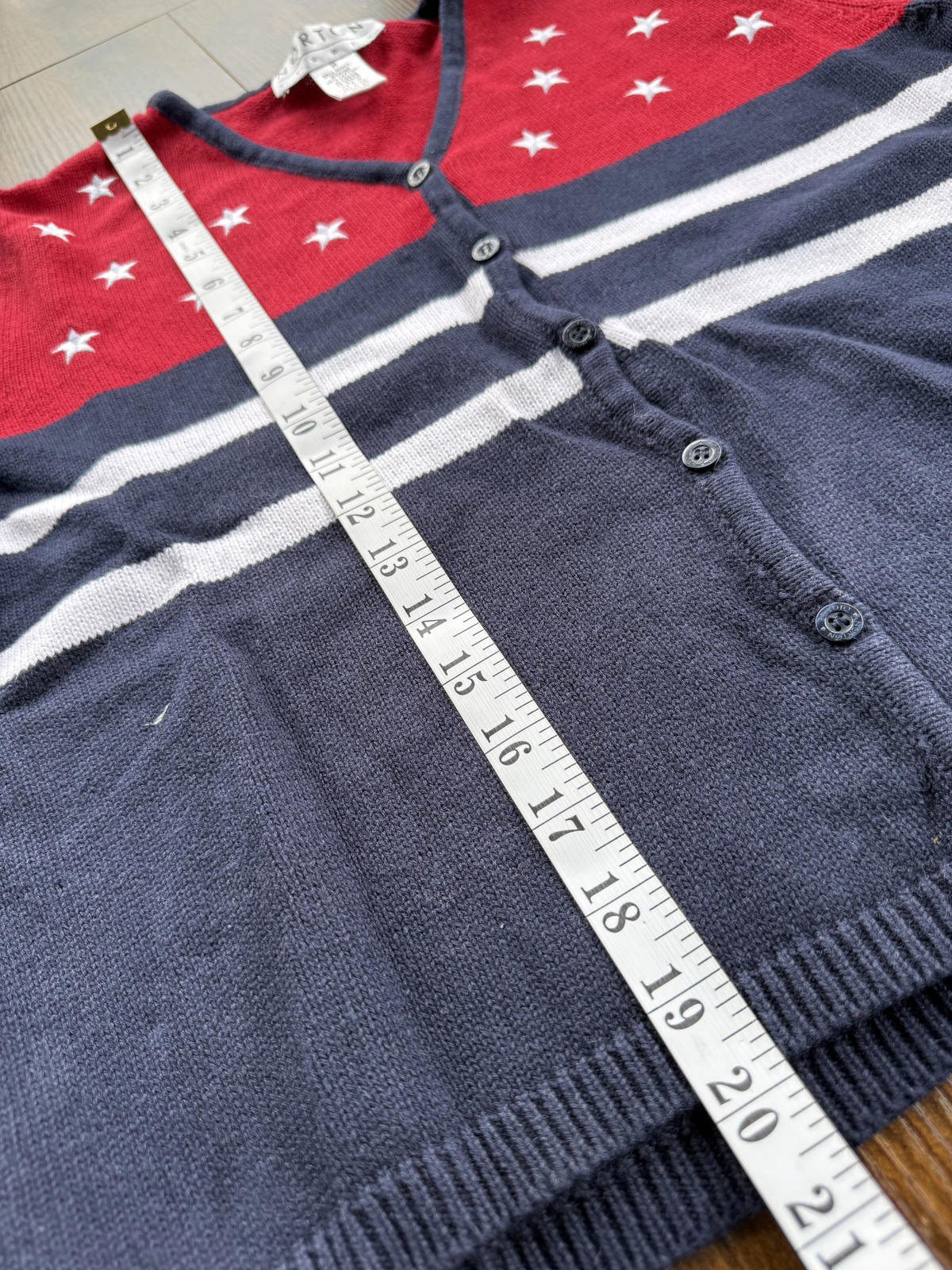 ⭐ Vintage Norton Studio Hong Kong Stars & Stripes Knit Cardigan - Size 14/16 NUM 60⭐