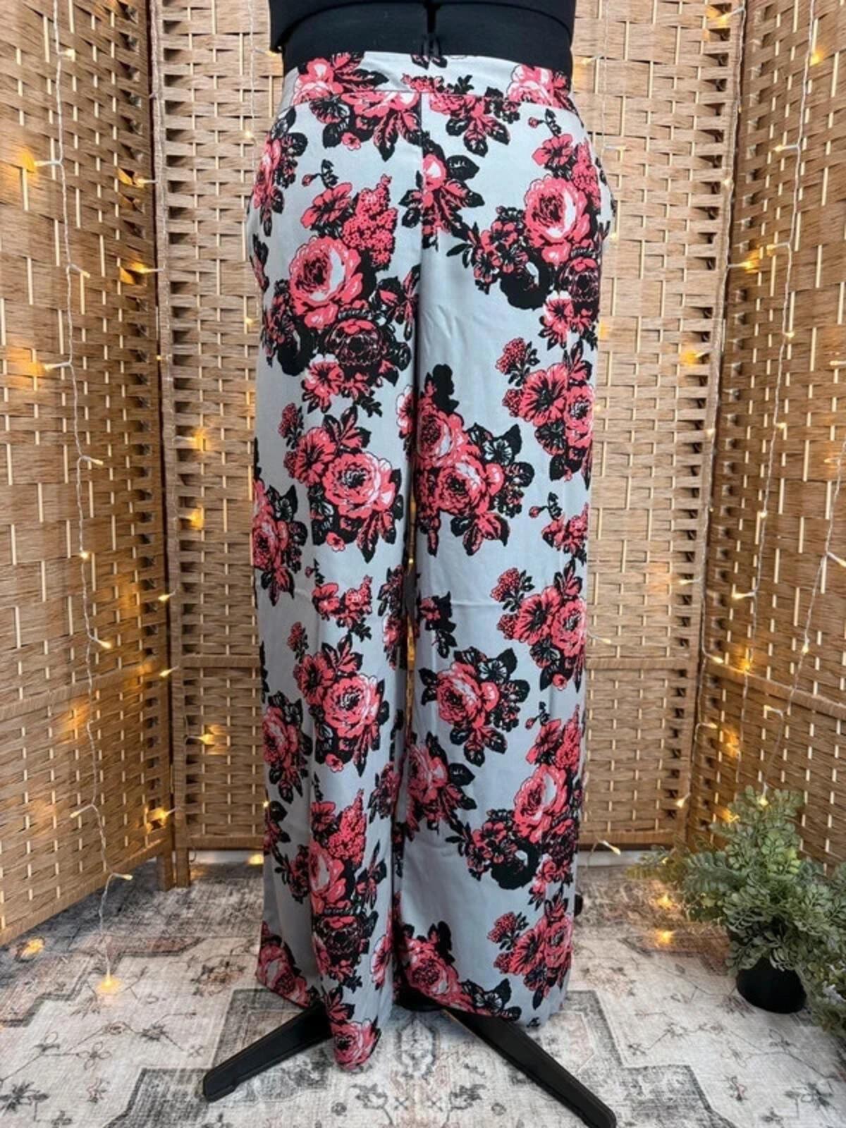Atmosphere Floral Wide Leg Trousers UK 18-20 US 14-16 Grey