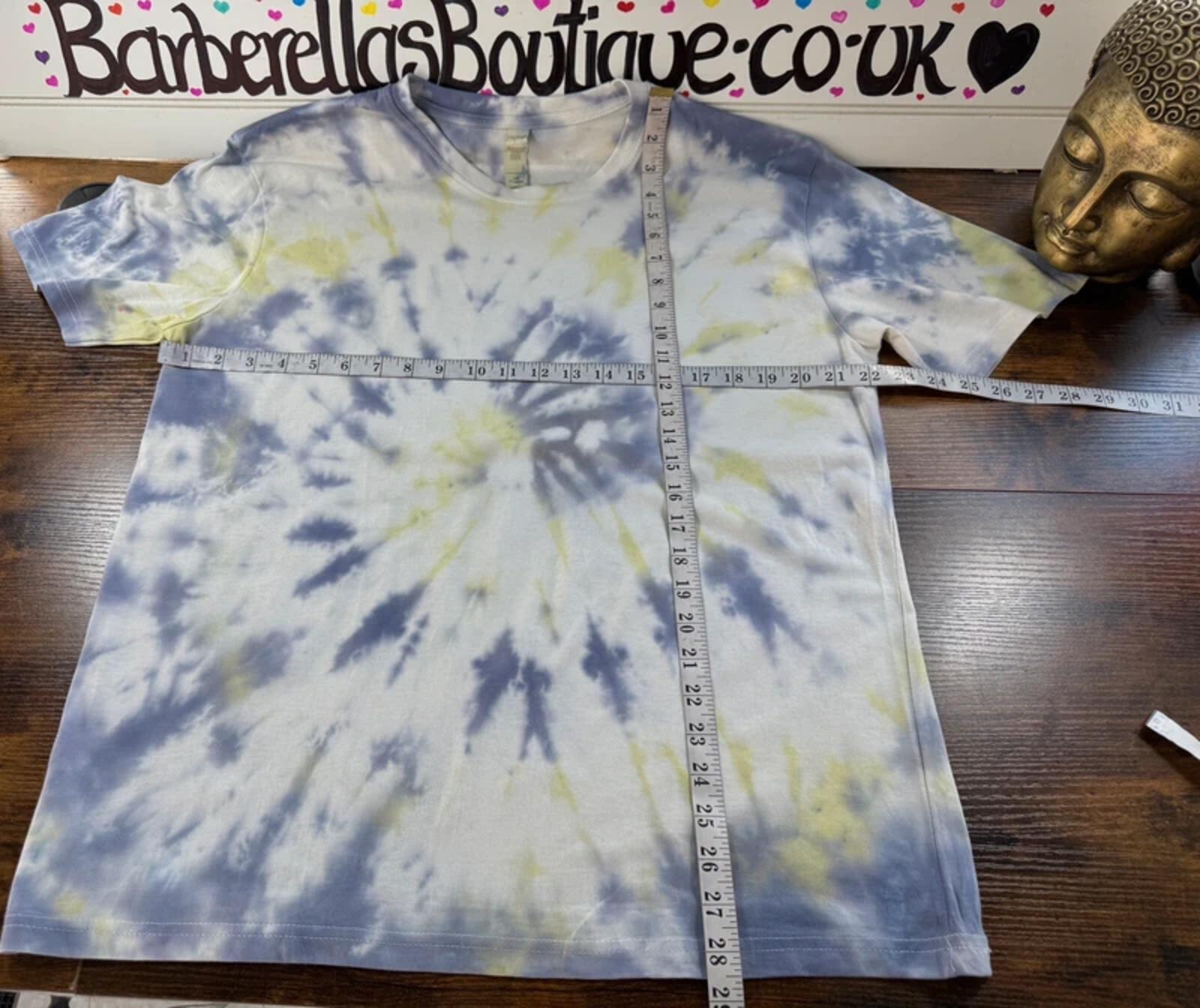 Hand Dyed Tie Dye T-Shirt XL UK 16-18 Blue Green Cotton Tee