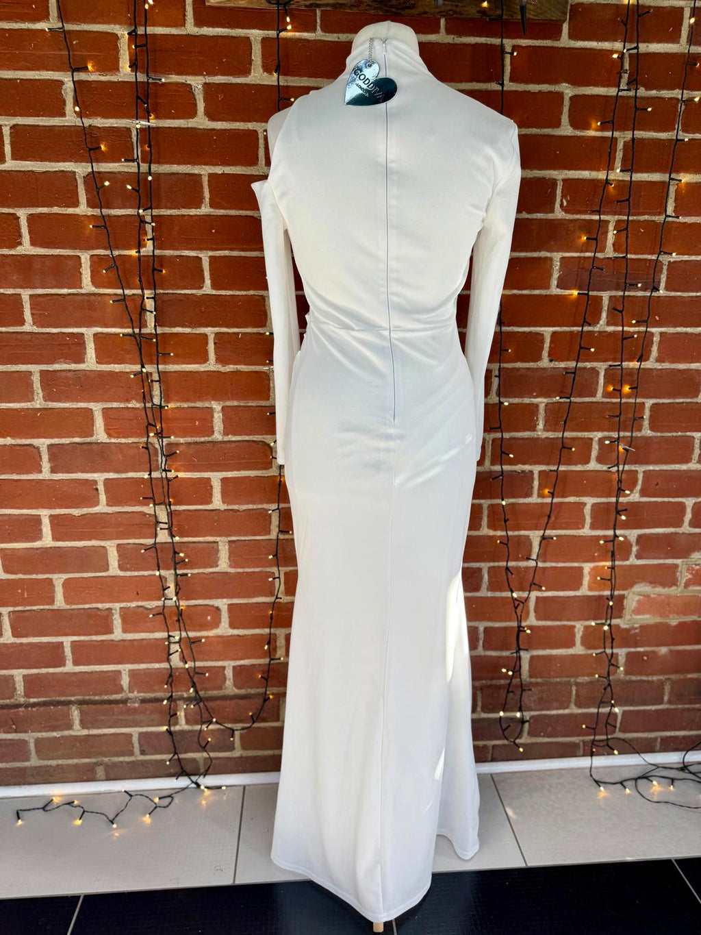 Goddiva London DR3402W Cream One-Shoulder Evening Gown – UK 12 #86