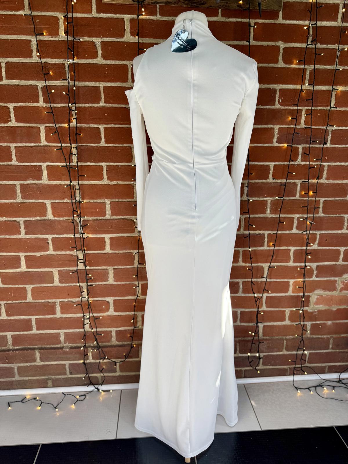 Goddiva London DR3402W Cream One-Shoulder Evening Gown – UK 12 #86