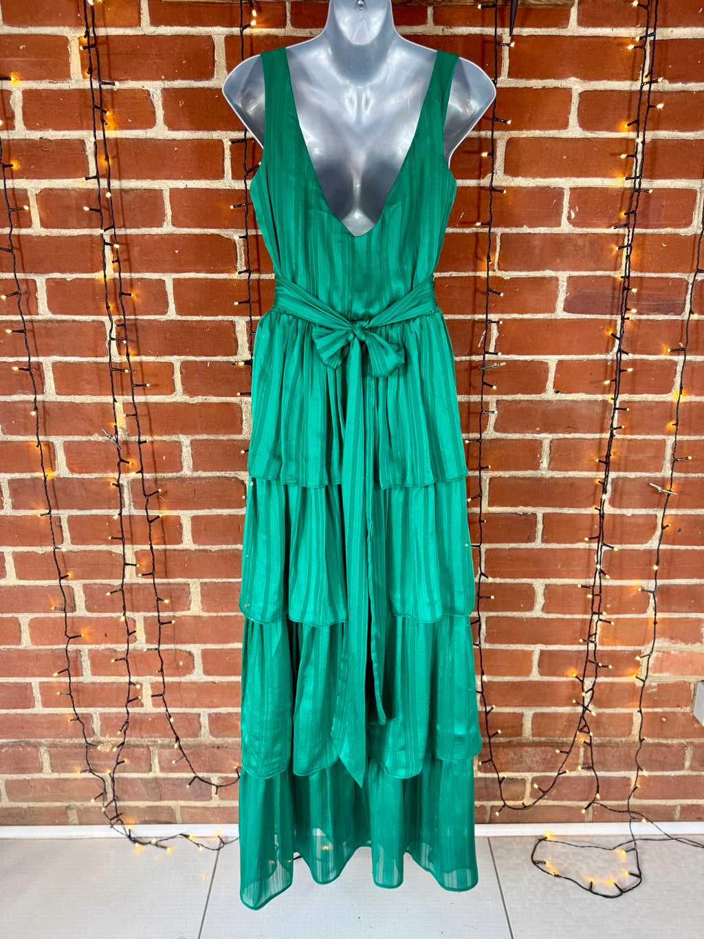 Goddiva London Emerald Green Tiered Maxi Dress Size 8 BNWT #209