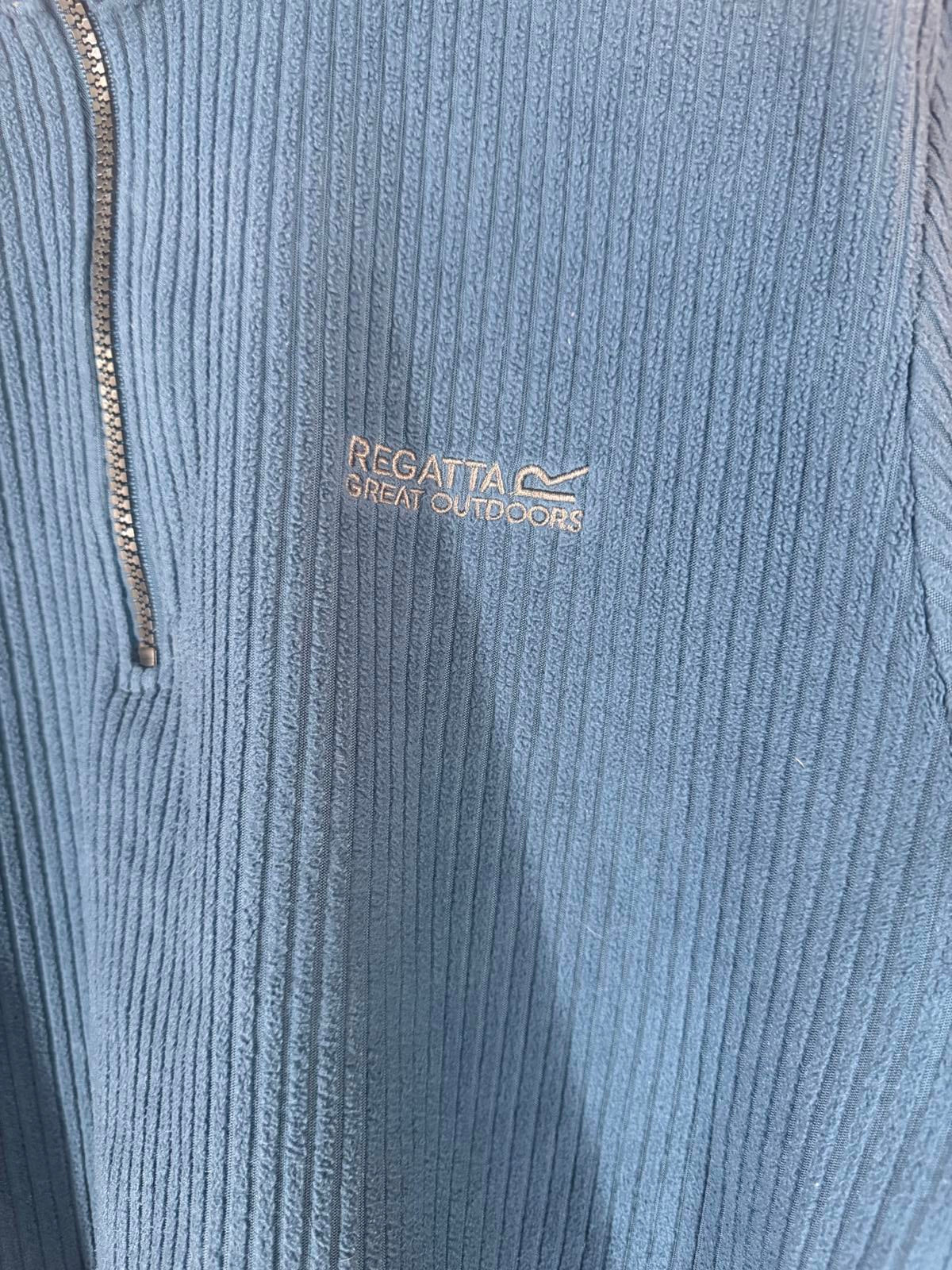 Regatta Great Outdoors Blue Ribbed Half Zip Fleece L 18–20 Walking Jumper VGC 65