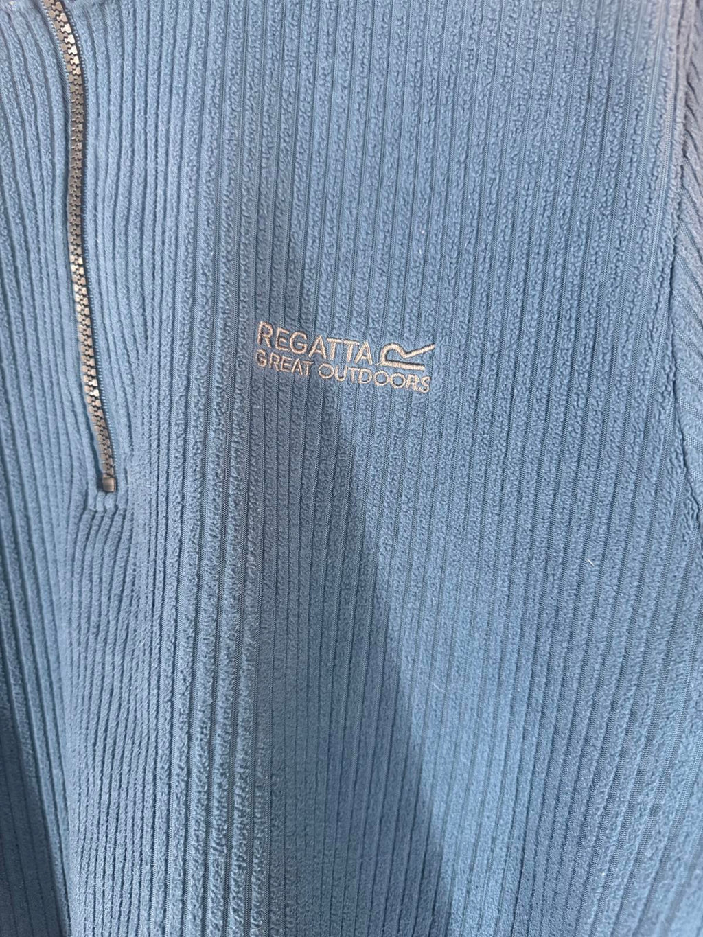 Regatta Great Outdoors Blue Ribbed Half Zip Fleece L 18–20 Walking Jumper VGC 65