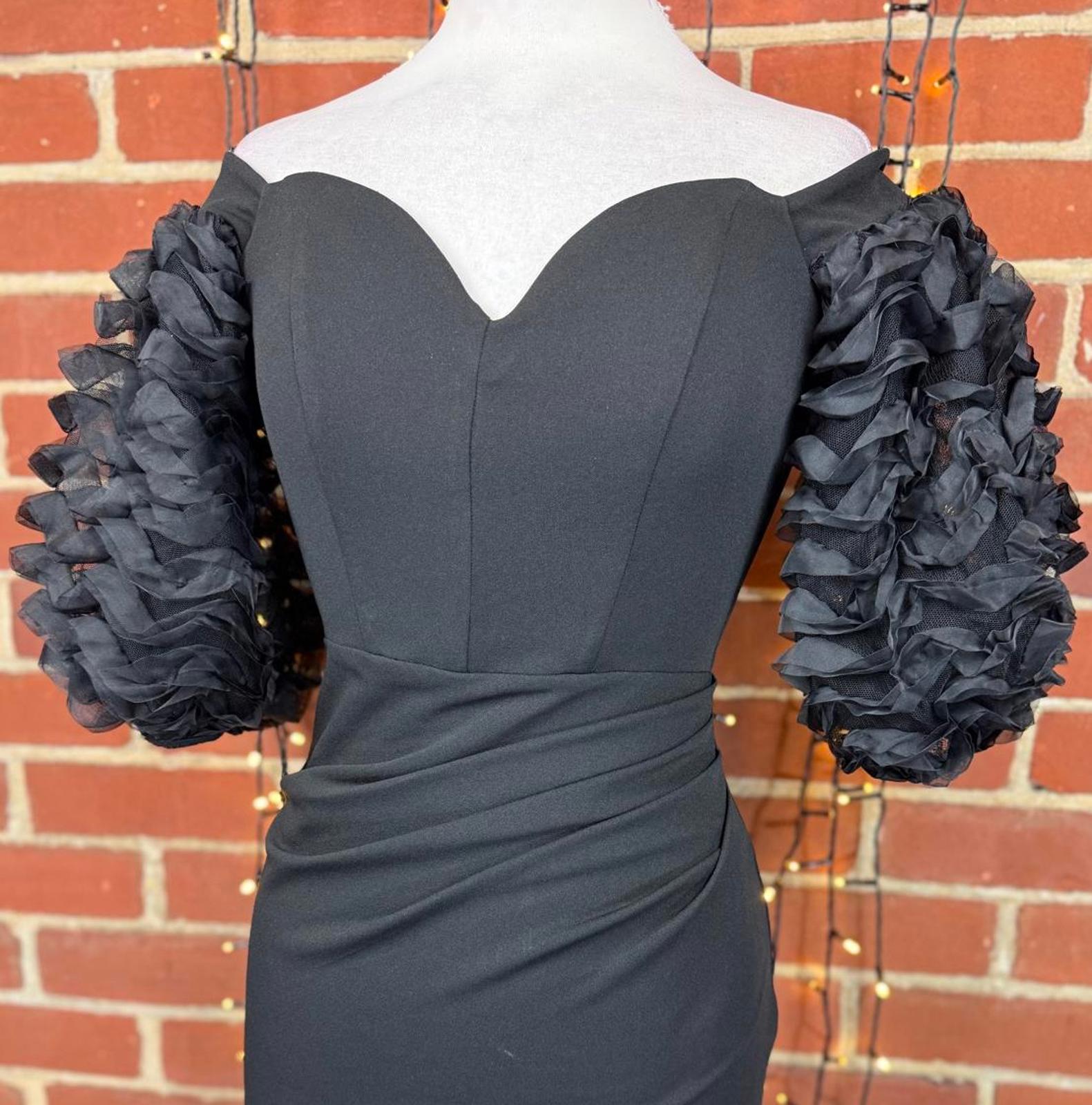 Goddiva Style Black Off Shoulder Puff Sleeve Maxi Dress UK 8 Formal   sku416