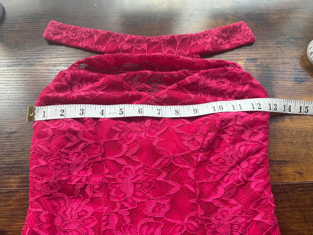 💃 GODDIVA LONDON DR2033 Cerise Lace Halter Maxi Dress – UK 6 - NWT