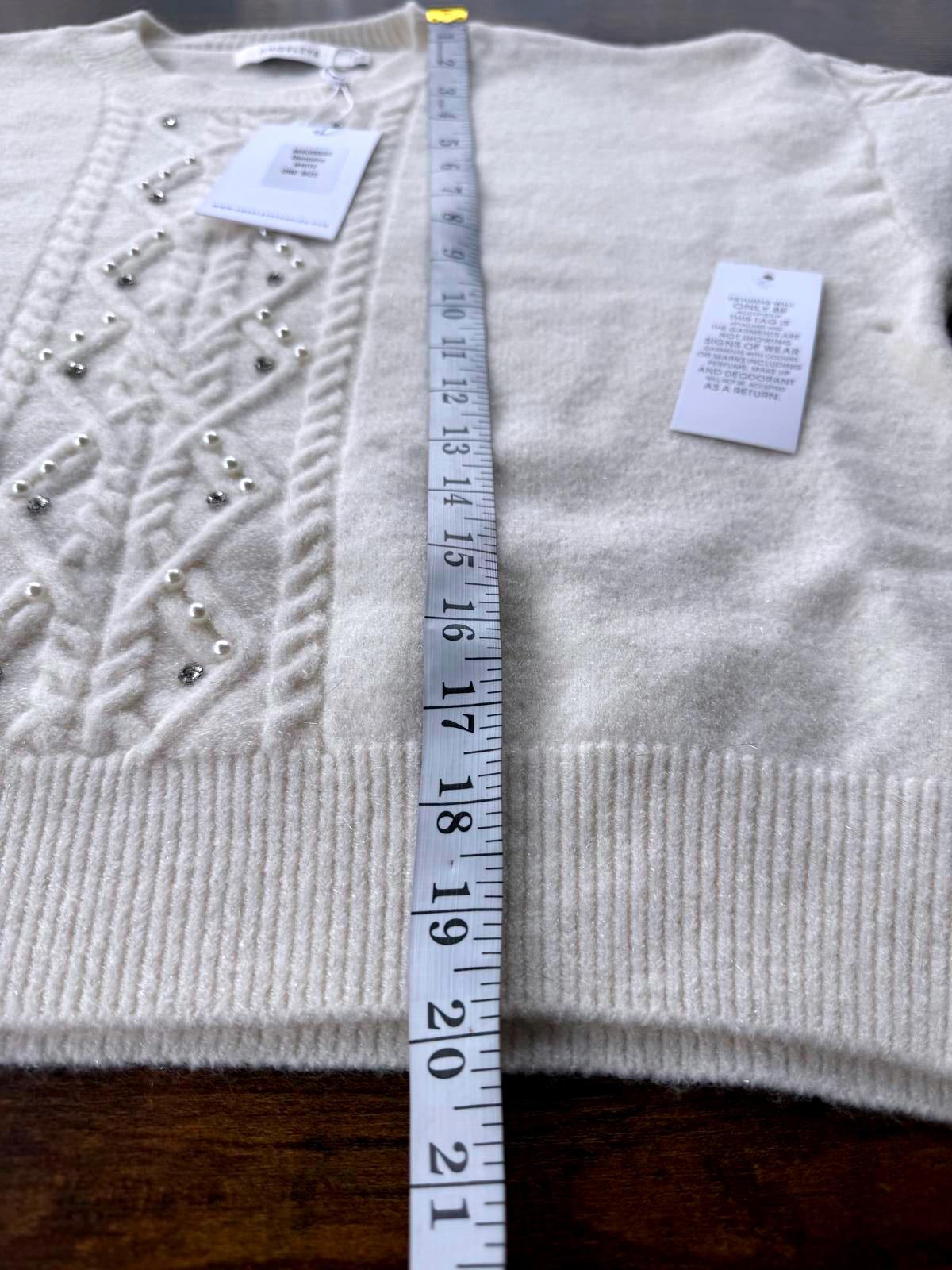 Angeley London Cream Cable Knit Jumper One Size UK 16–20 BNWT Sparkle      NUM35