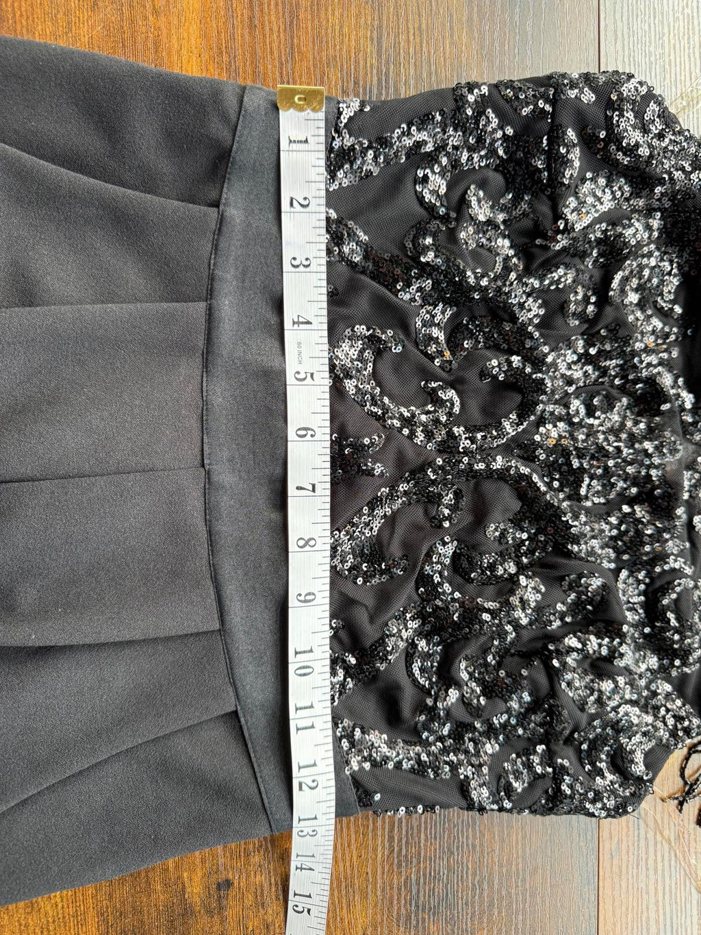 Black Sequin Embellished Fringe Sleeve Jumpsuit UK 10 Party Evening Outfit