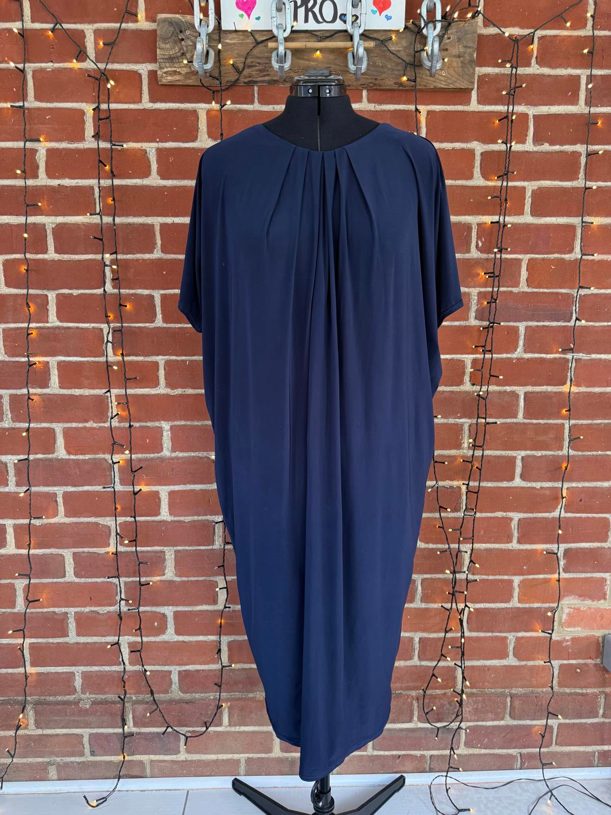 Navy Blue Pleated Loose Fit Dress 14-18