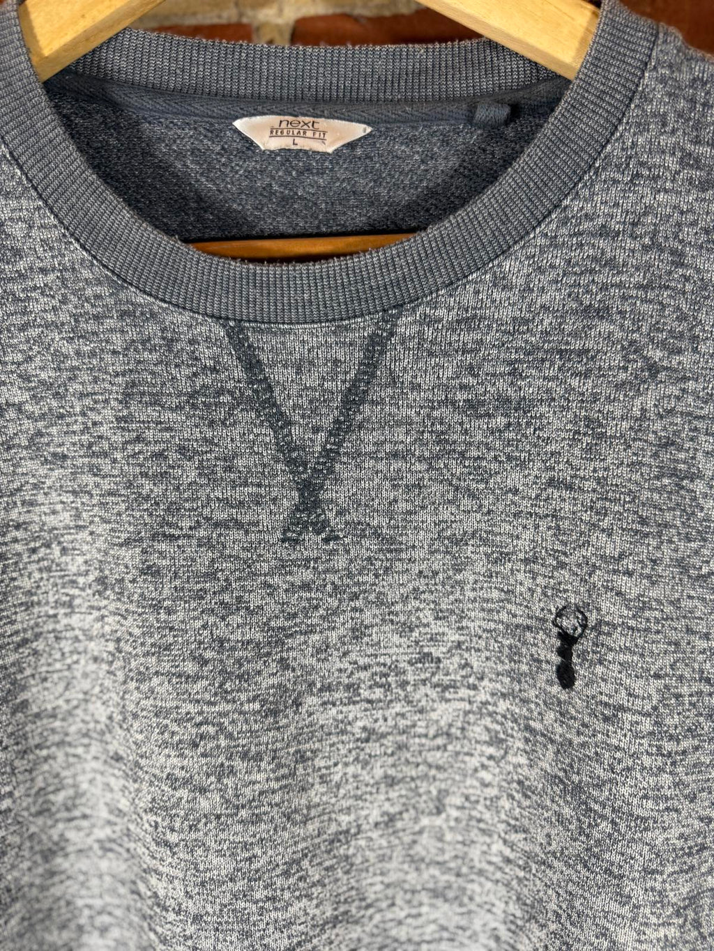 Next Men’s Grey Marl Crew Neck Sweatshirt – Size L Regular Fit NUM12