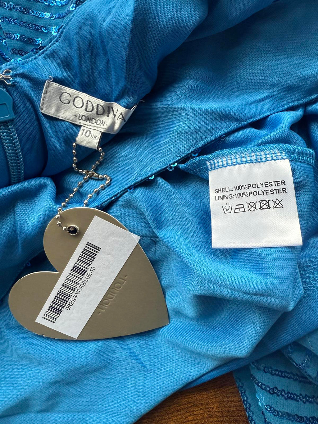 💙 Goddiva London Vivid Blue Sequin Maxi Dress (DR2023, UK 10)