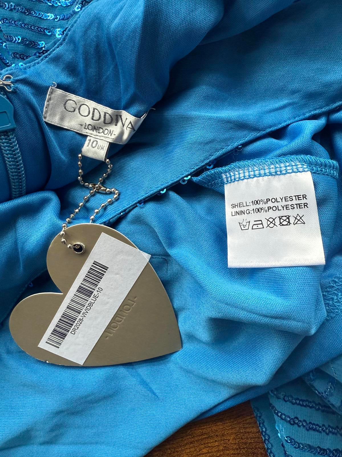 💙 Goddiva London Vivid Blue Sequin Maxi Dress (DR2023, UK 10)