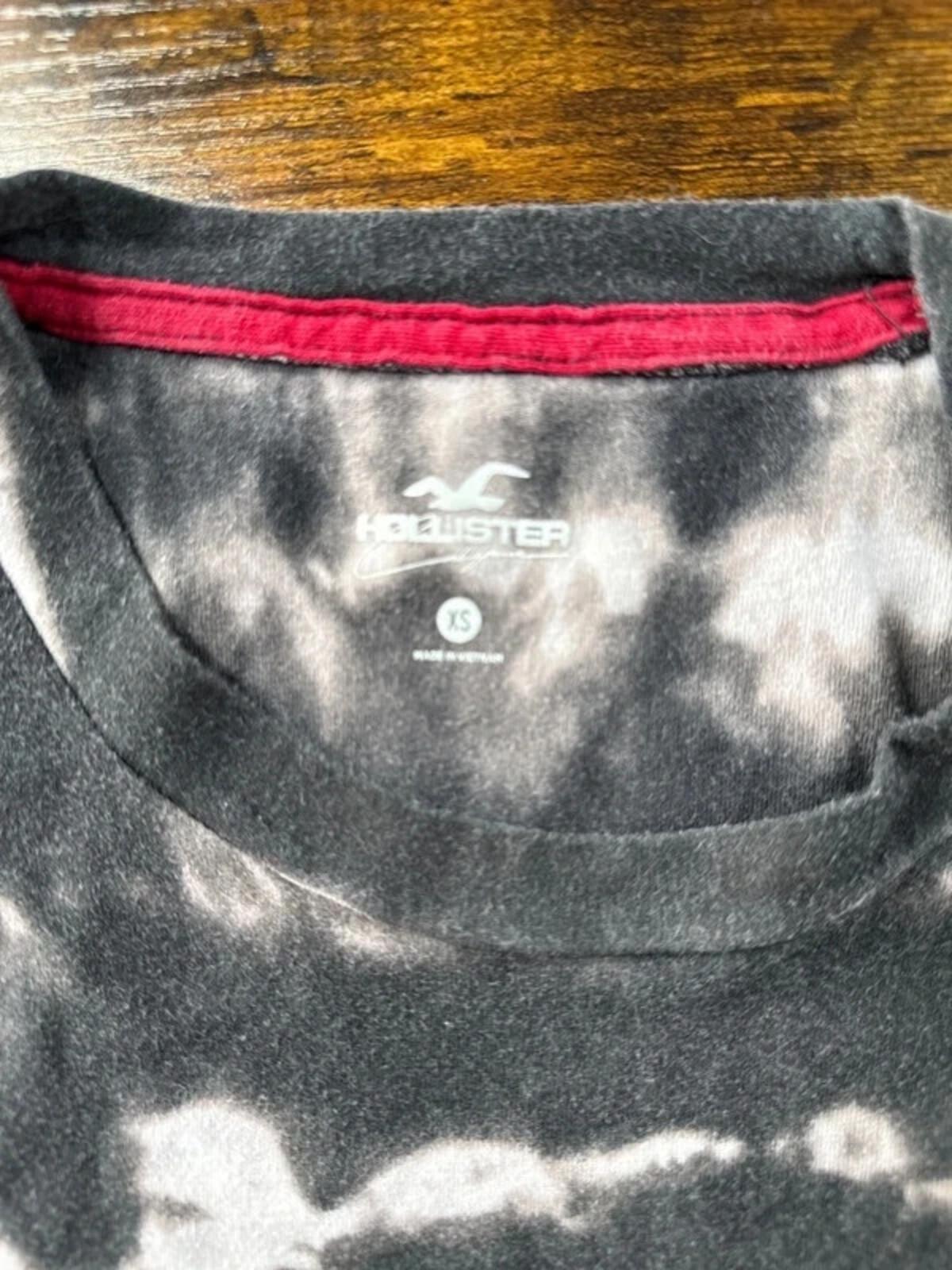 Hollister Tie Dye Graphic T Shirt Black Grey Casual Tee UK 10–12