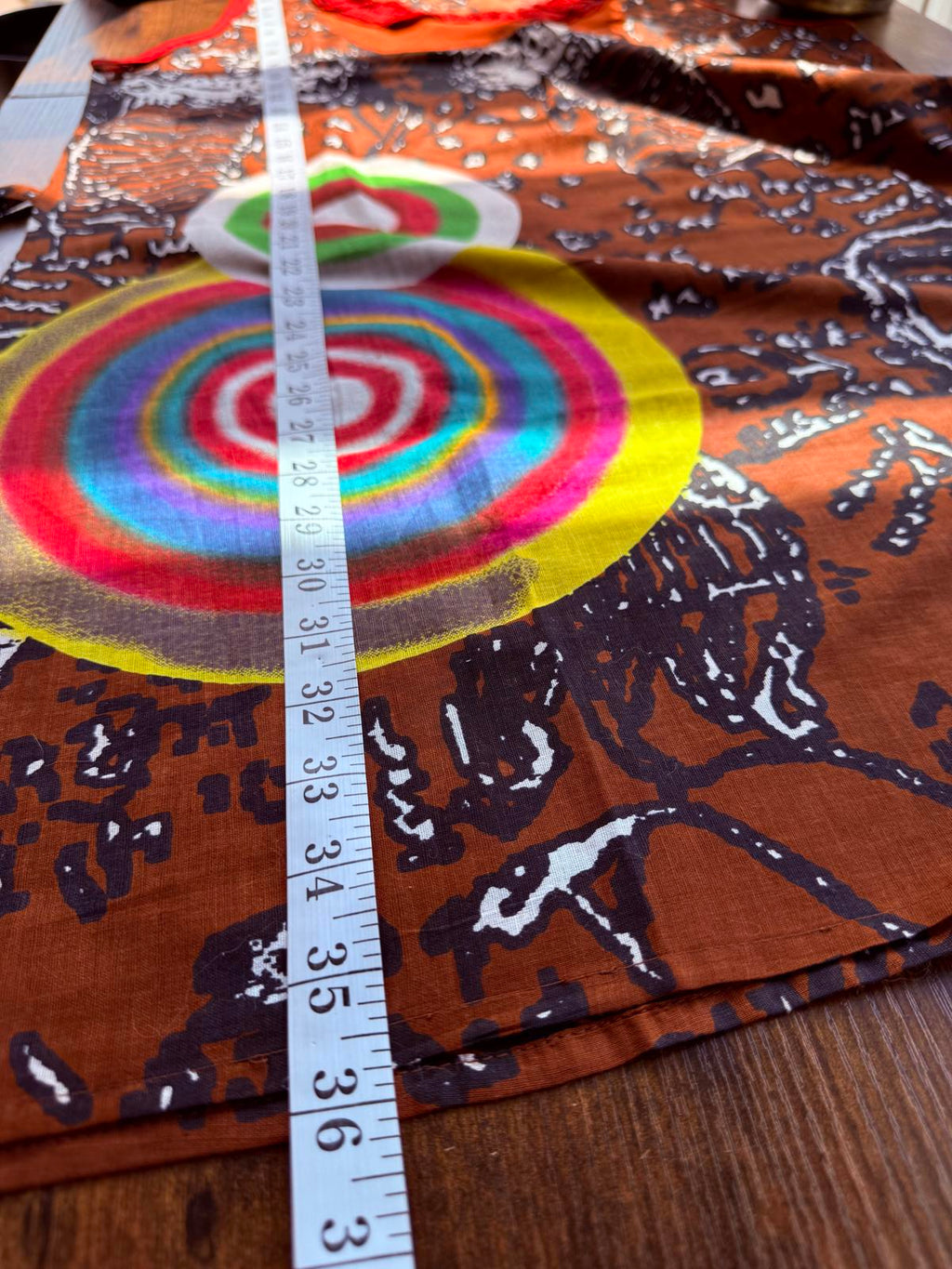 🍫 Abstract Print Cotton Tunic Dress – Size 10-14 – Brown/Multicolour