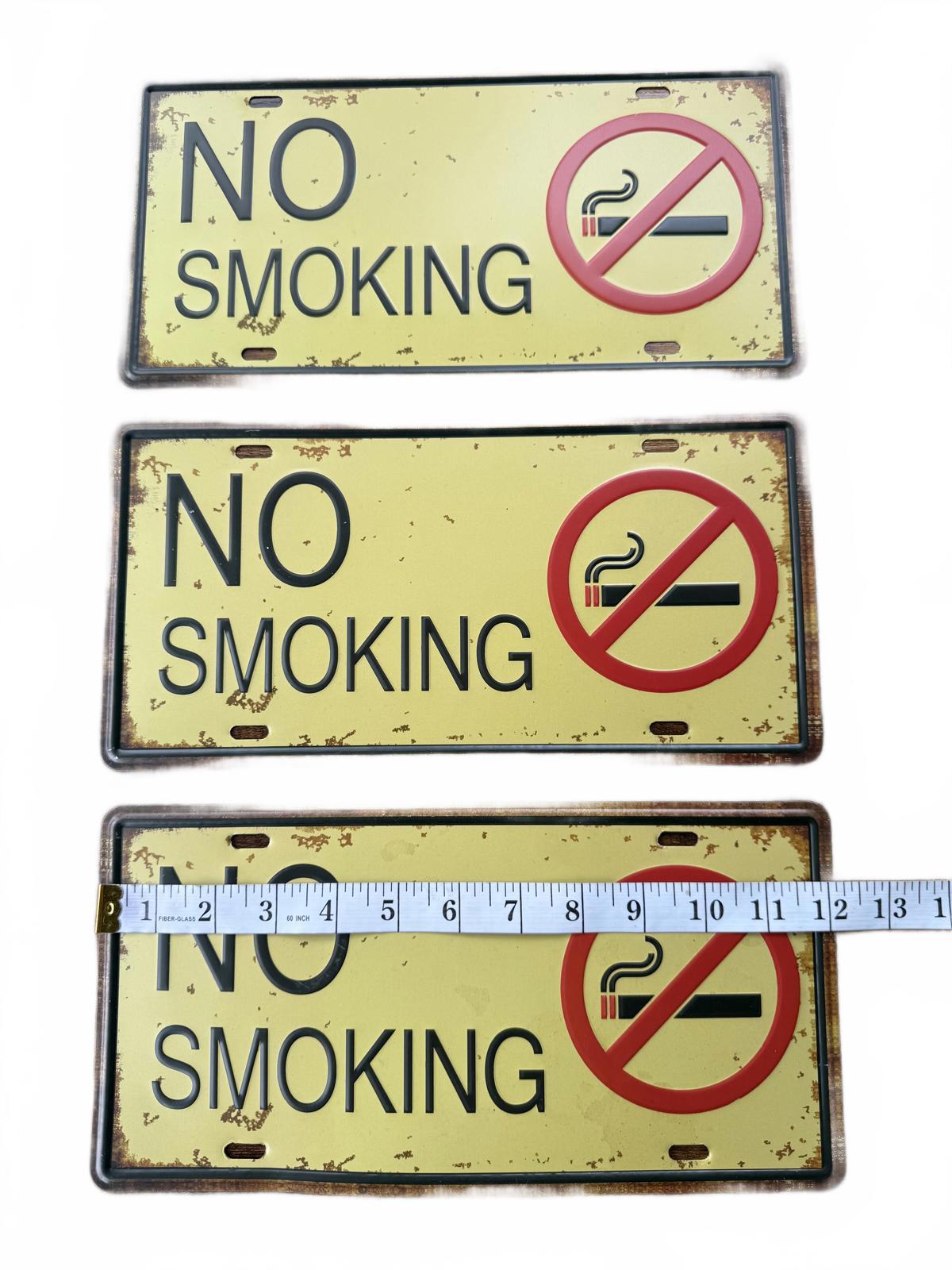 Set of 3 Vintage No Smoking Signs - Decorative Metal Plaques