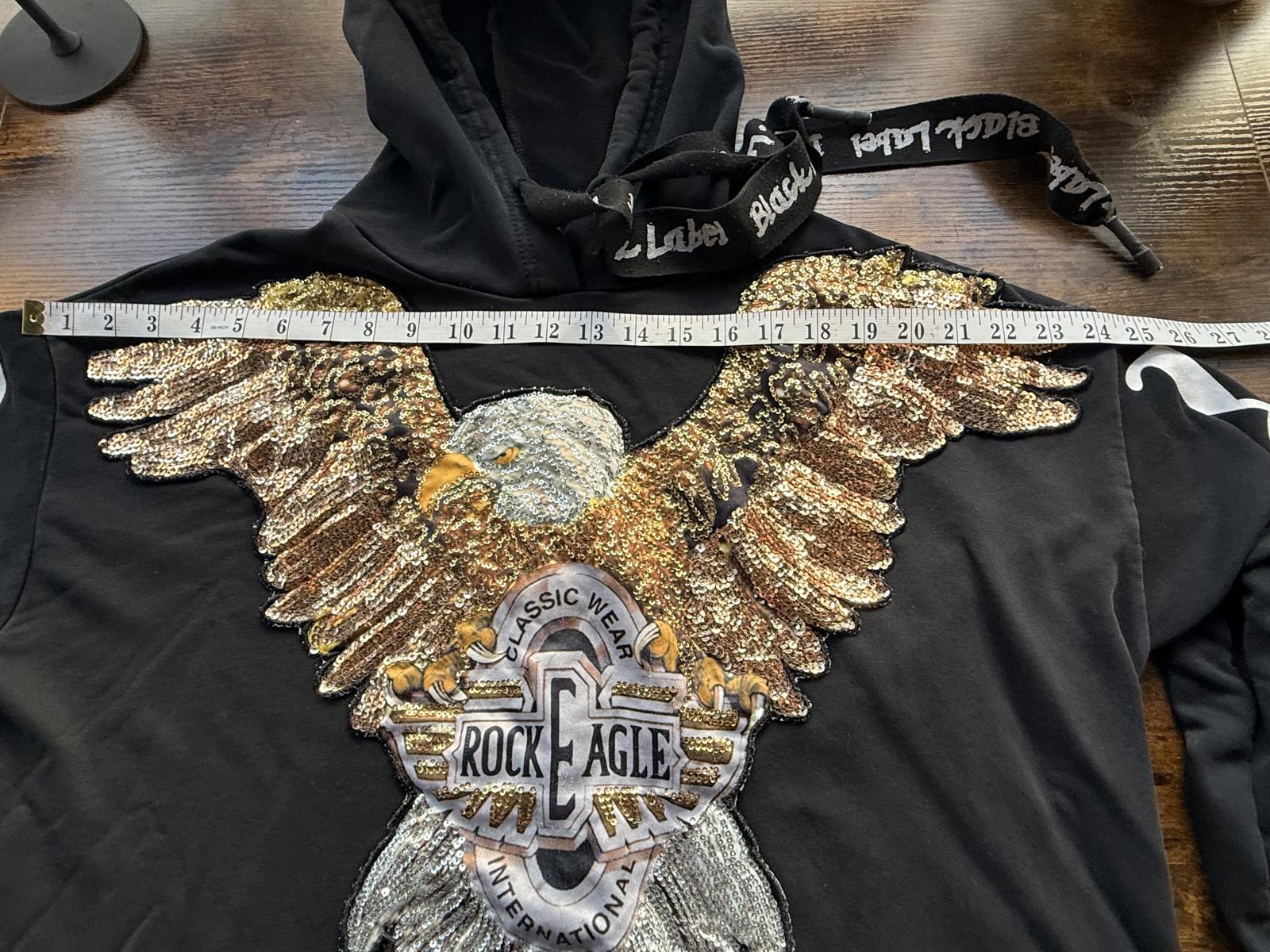 🦅 May by Standing Star “Rock Eagle” Sequin Hoodie – Black – Size 14-16