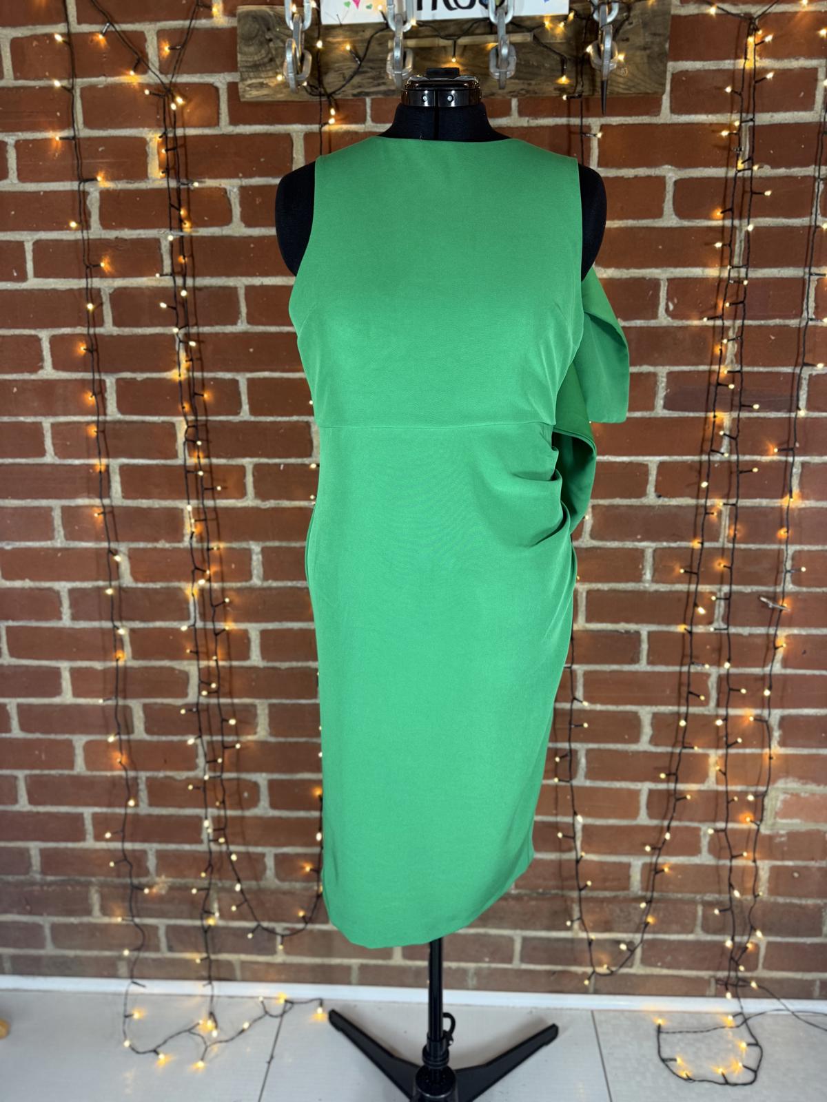 Boohoo Emerald Green Detachable Cape Midi Dress UK 16 BNWT Bodycon #126