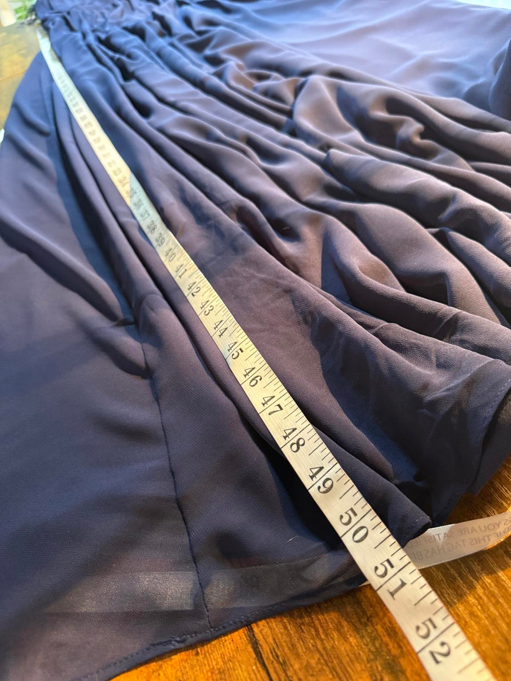 Goddiva Navy Feather Trim Strapless Maxi Gown UK 8 / US 4                    308