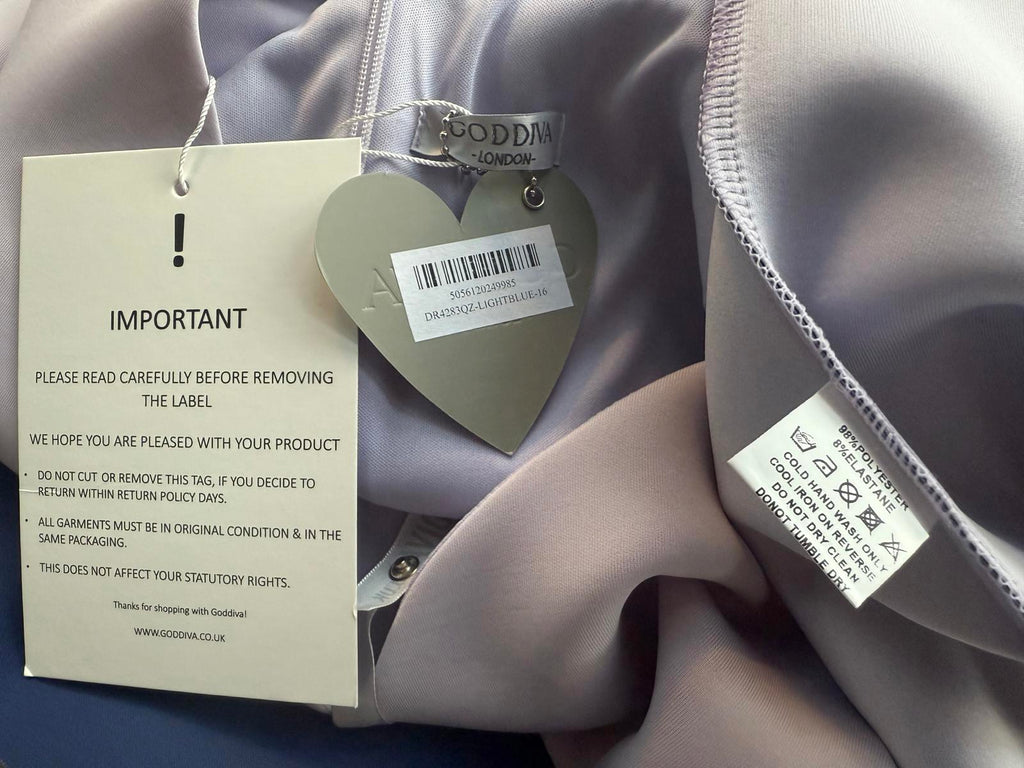 Goddiva London Light Blue Ombre Midi Dress UK 16 | Fit & Flare Skater       .175