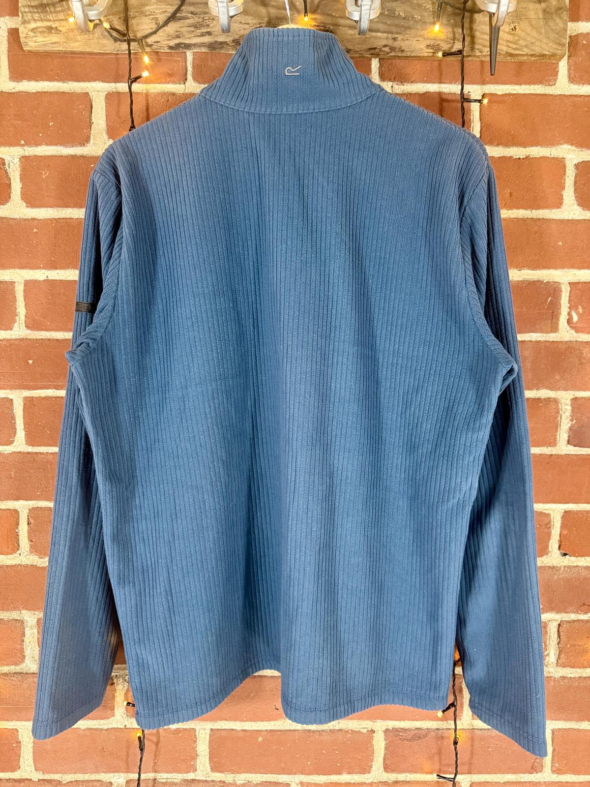 Regatta Great Outdoors Blue Ribbed Half Zip Fleece L 18–20 Walking Jumper VGC 65