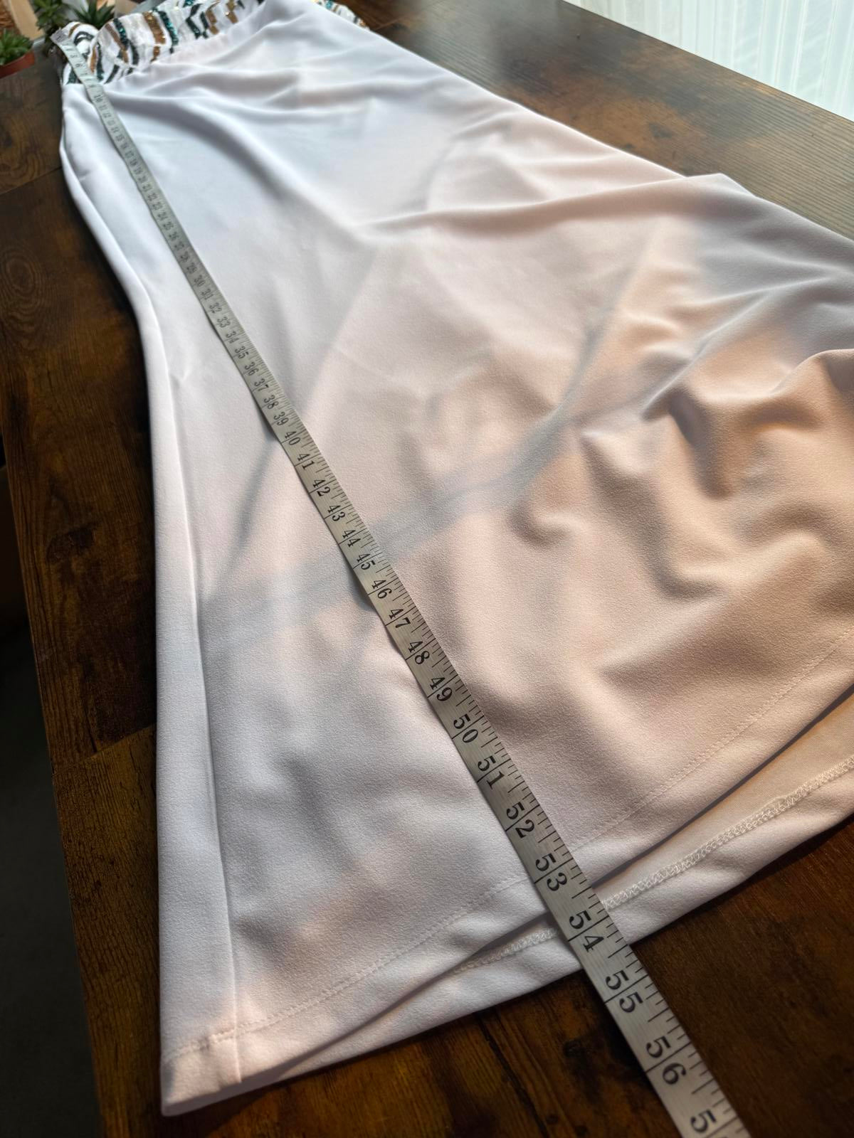 Goddiva London Strapless White Sequin Maxi Dress UK 8 / US 4                .317