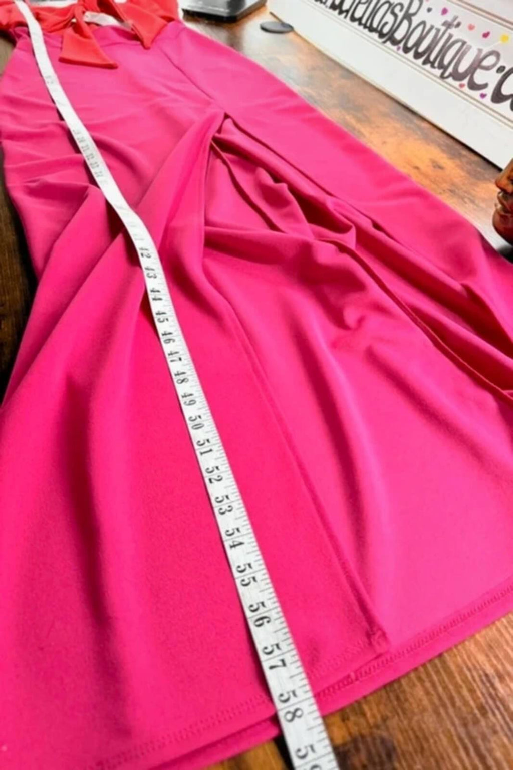 Goddiva Cerise Pink Orange Bow Cut Out Maxi Gown BNWT UK 8