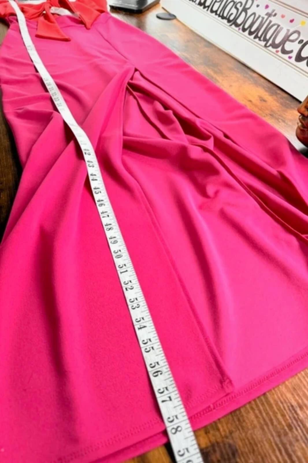 Goddiva Cerise Pink Orange Bow Cut Out Maxi Gown BNWT UK 8