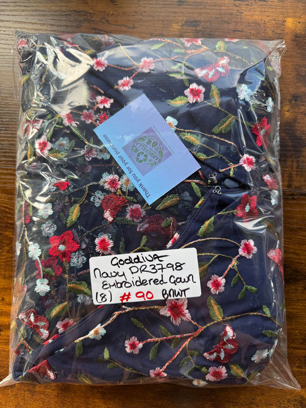 Goddiva London DR3798 Navy Embroidered Floral Maxi Dress – UK 8  #90