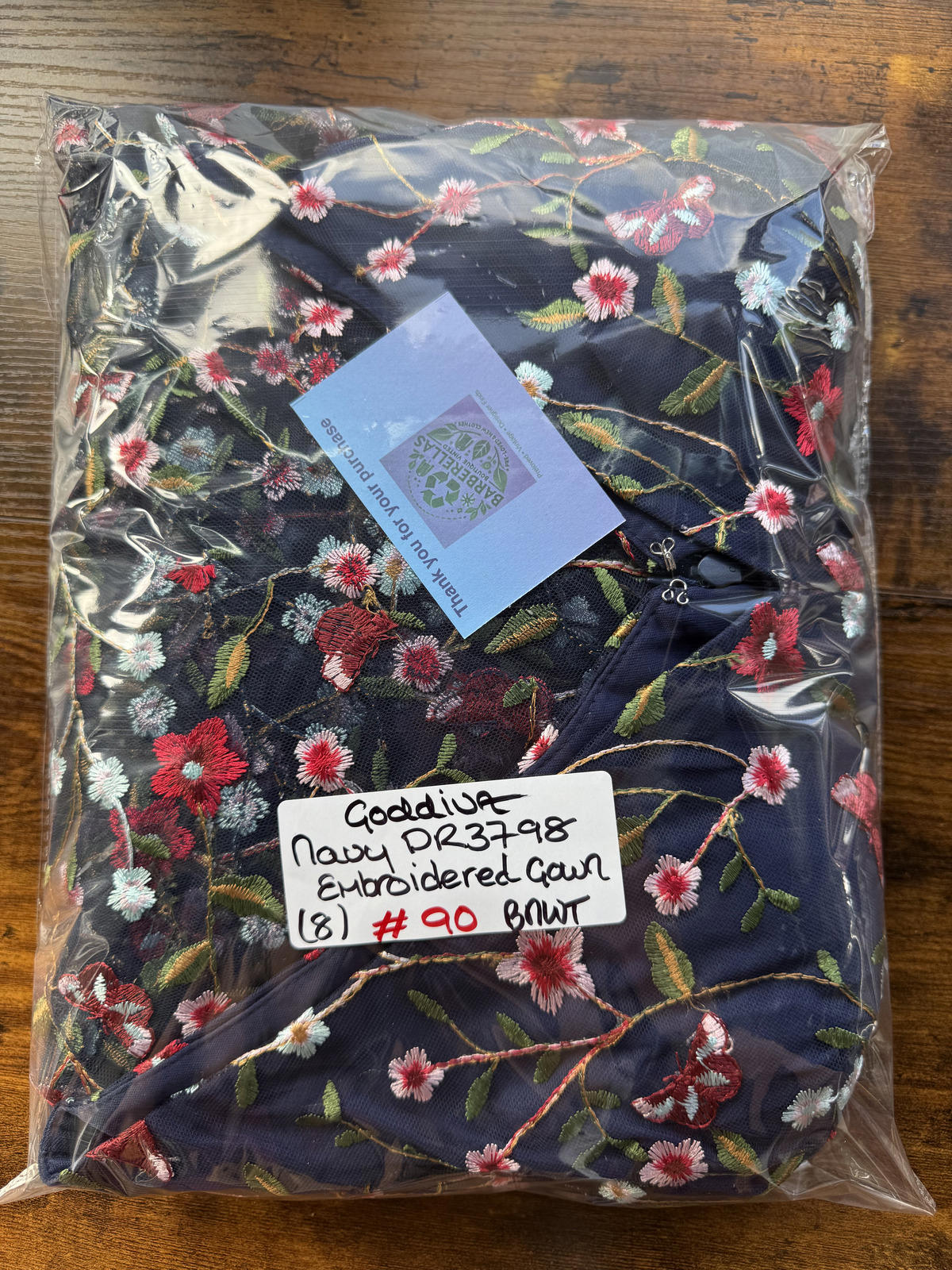 Goddiva London DR3798 Navy Embroidered Floral Maxi Dress – UK 8  #90