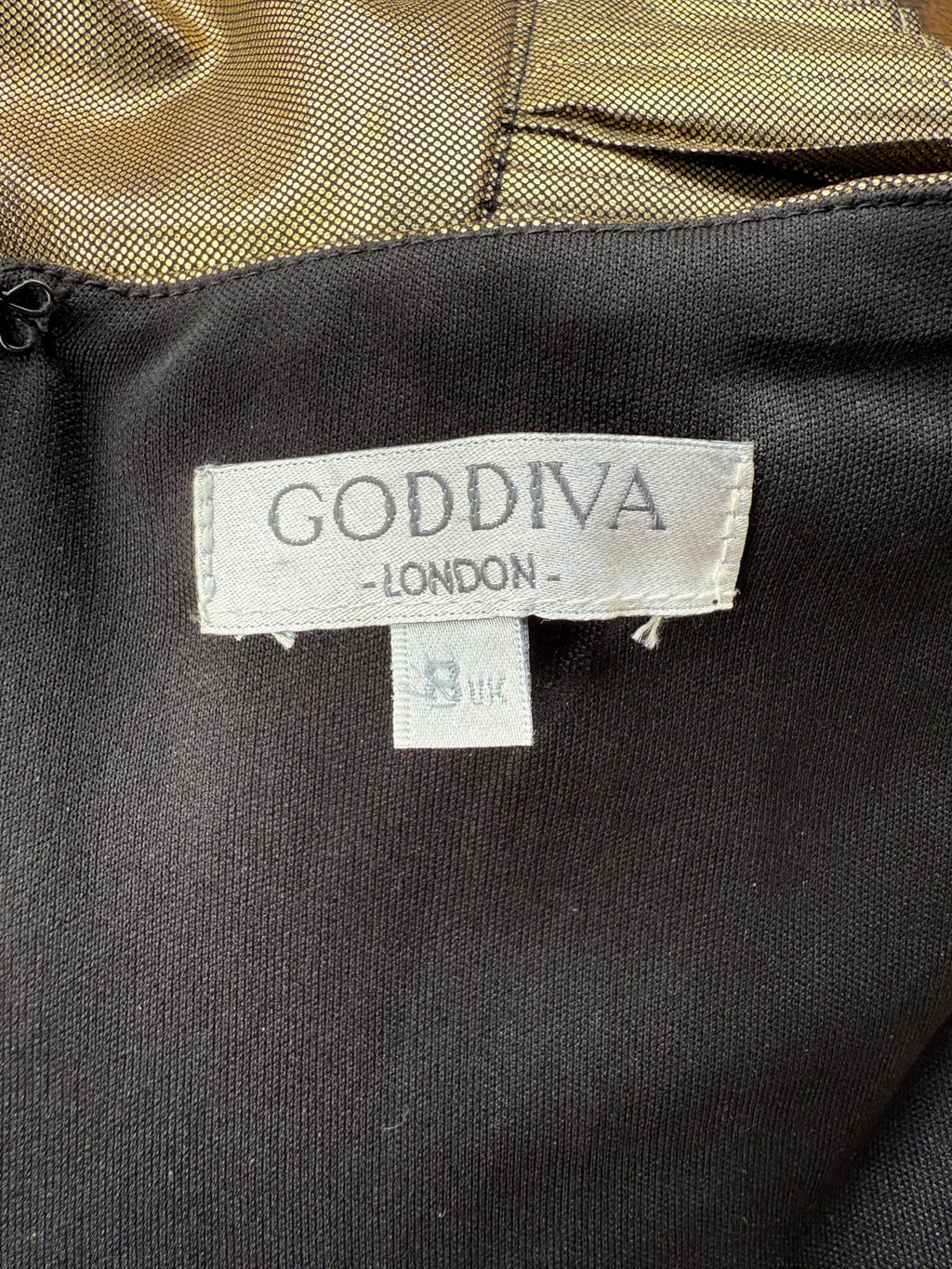 Gold Metallic Strapless Pleated Mini Dress UK Size 8–10