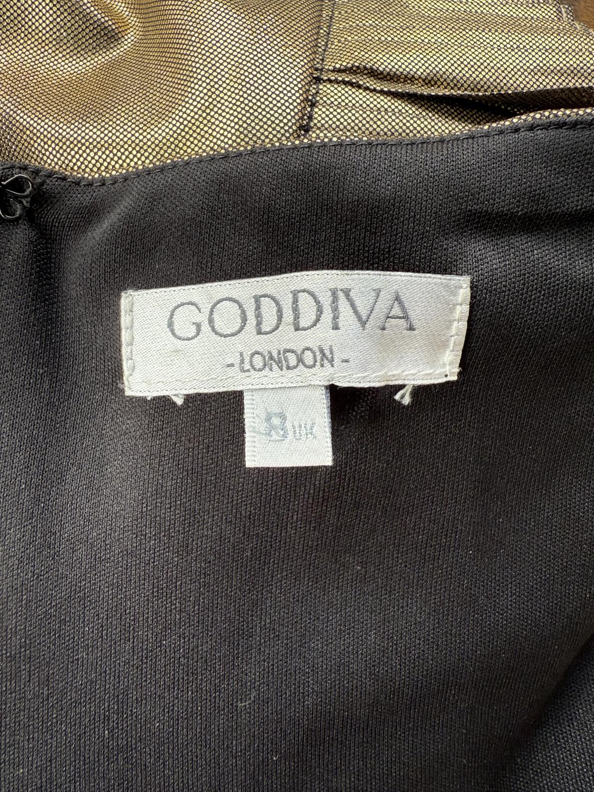 Gold Metallic Strapless Pleated Mini Dress UK Size 8–10