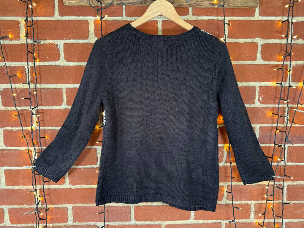 🖤 Alfred Dunner Black & White Check Knit Jumper UK 12-14 Petite         NUM55