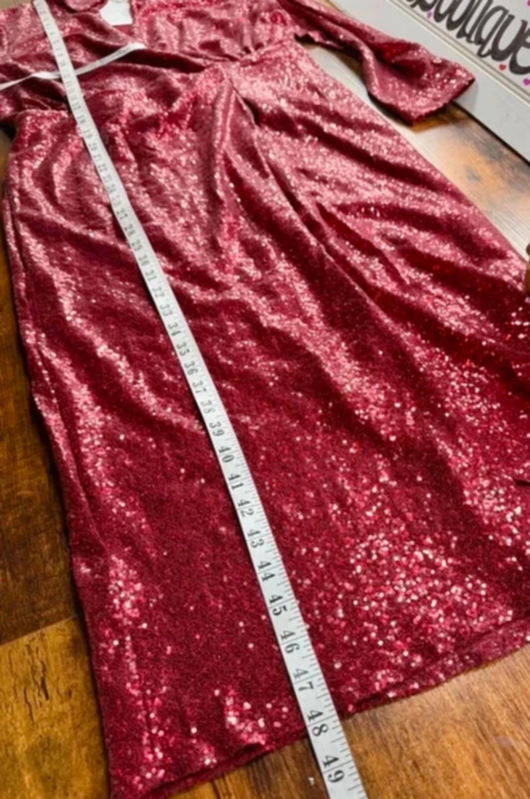Goddiva Wine Red Sequin Midi Dress UK 16 BNWT Party Occasion Glam