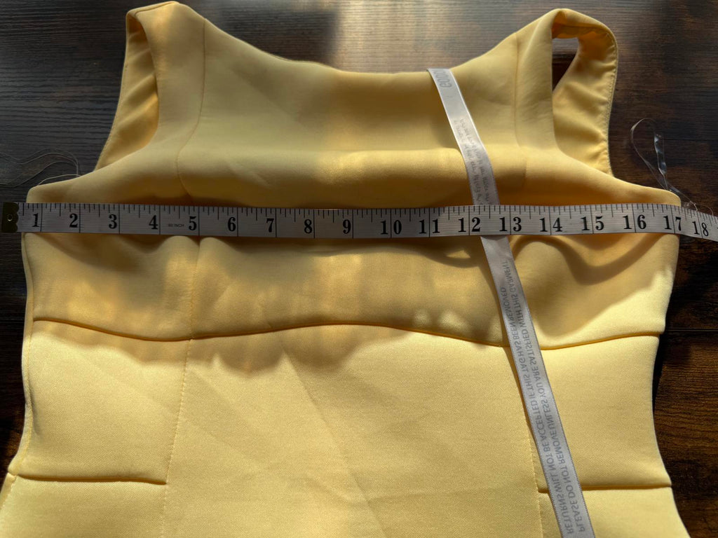 Goddiva London Lemon Yellow Fit & Flare Midi Dress UK 12 Wedding Guest Party #96