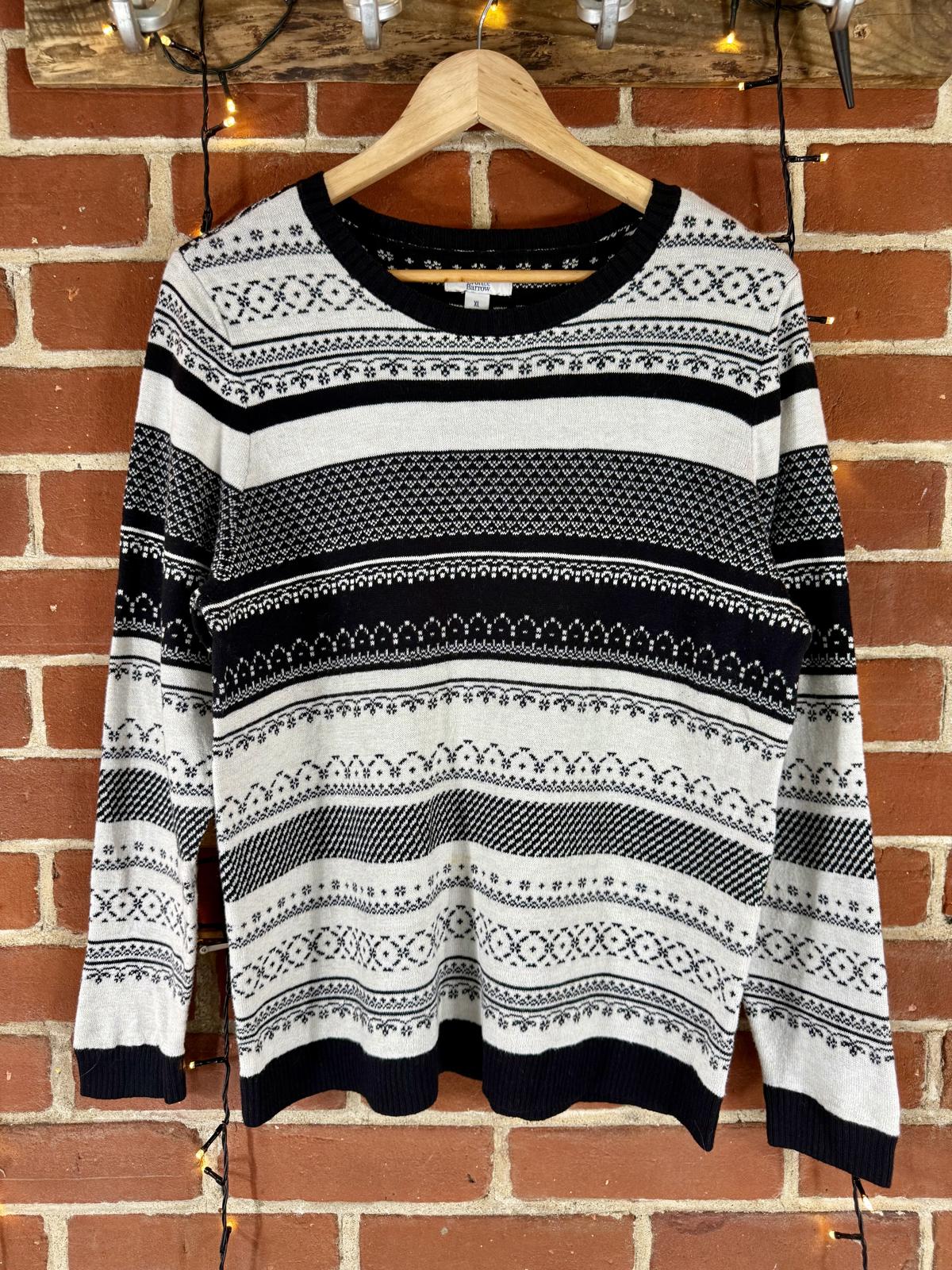Croft & Barrow Men’s XL Fair Isle Sweater – Black/White – Cotton Blend NUM9