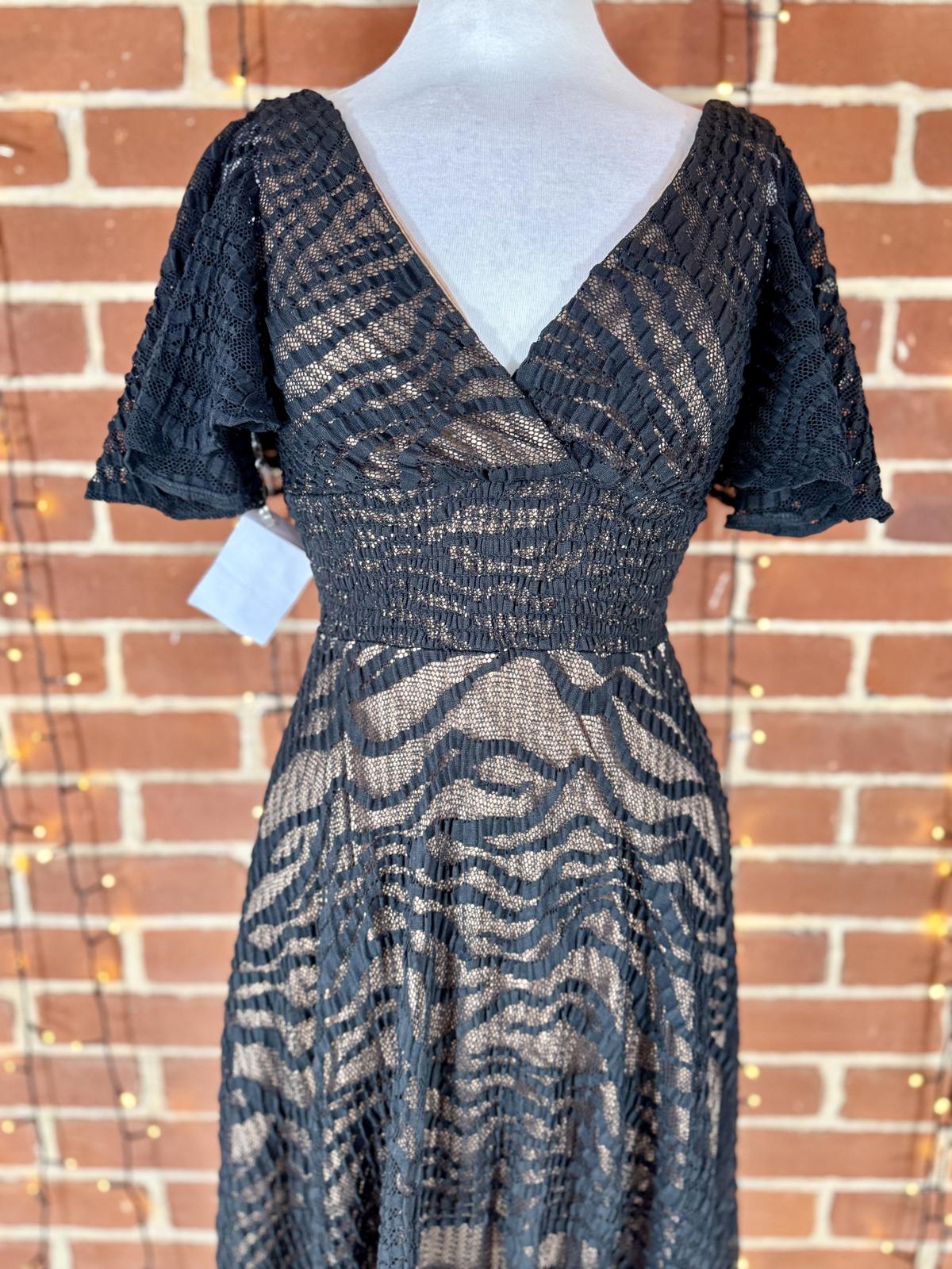 Goddiva London Black Lace Maxi Sample Dress (DR4416, UK 8) #186