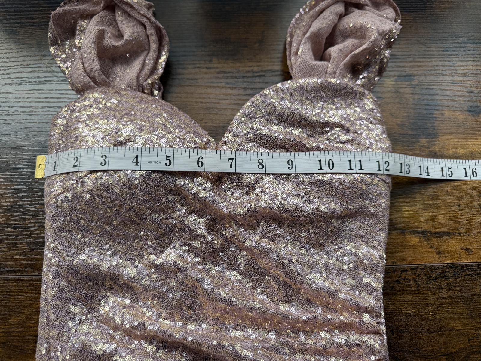 Goddiva London Rose Gold Sequin Maxi Dress (DR3616QZ, UK 6) #188