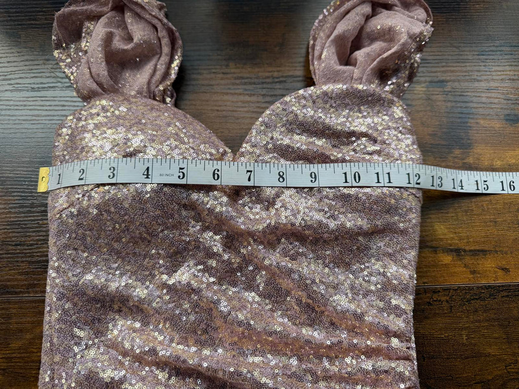 Goddiva London Rose Gold Sequin Maxi Dress (DR3616QZ, UK 6) 188