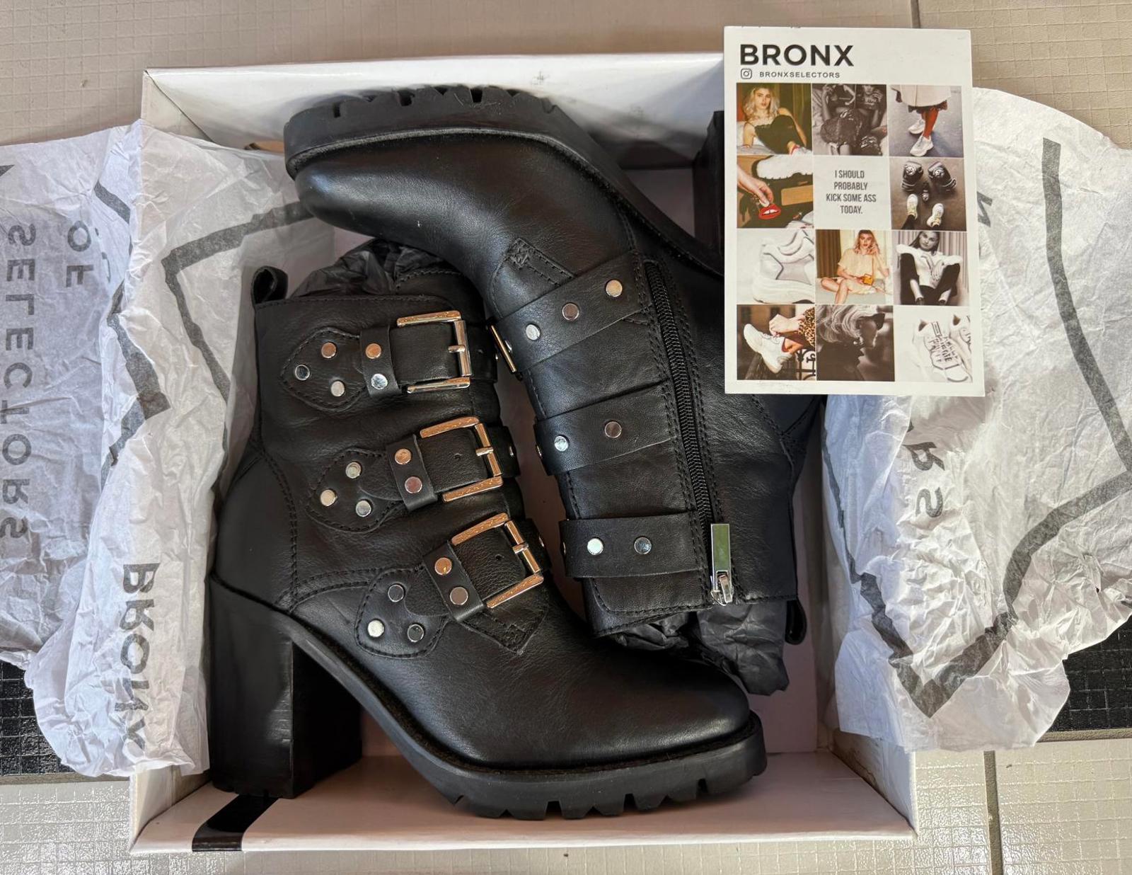 🖤 Bronx ‘Sky’ Black Leather Buckle Ankle Boots | Size EU 39 UK 6