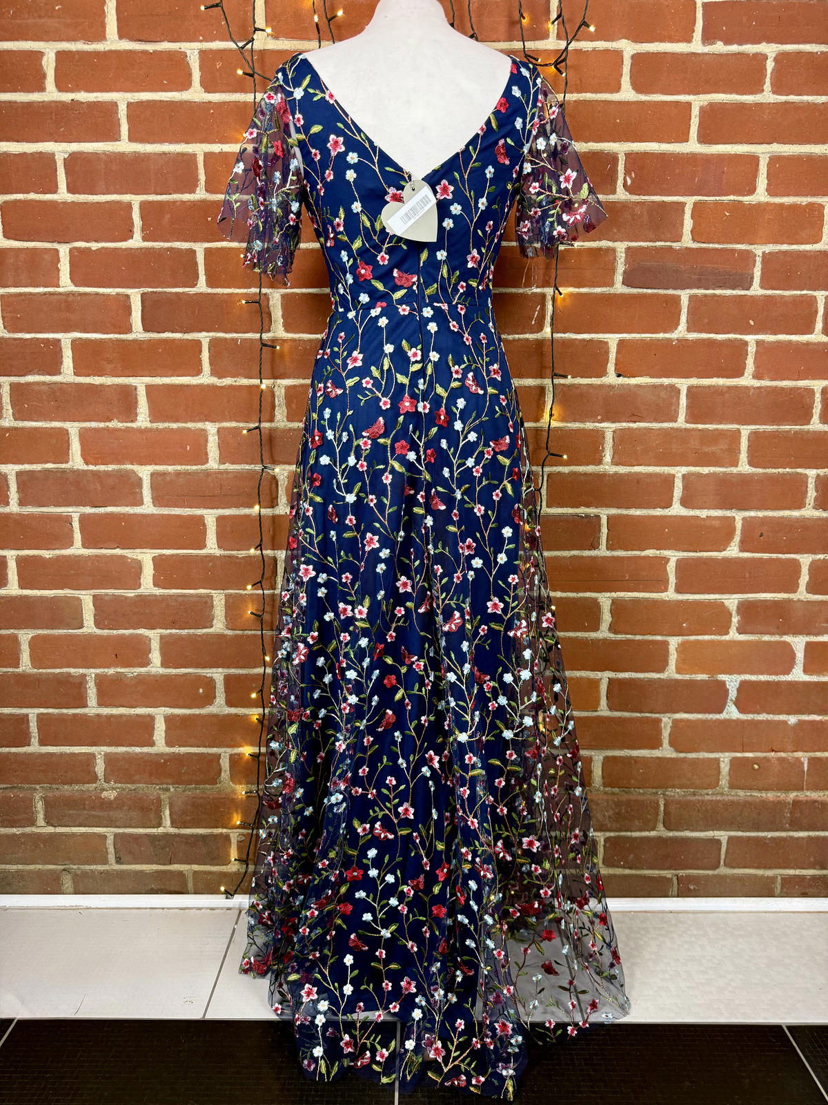 Goddiva DR3798 Navy Floral Embroidered Maxi Dress – UK 8  BNWT            90
