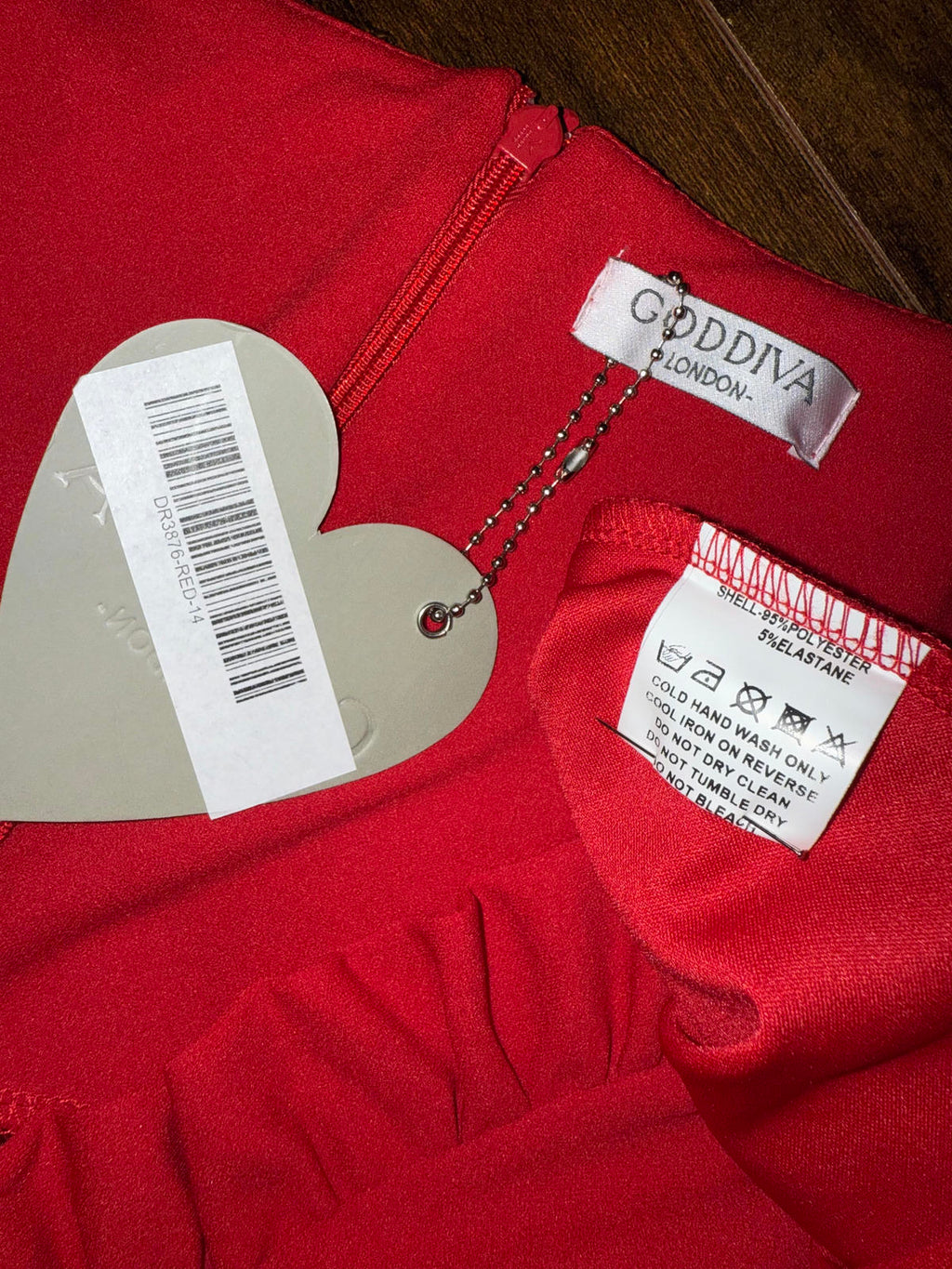 Goddiva Red Ruffle V-Neck A-Line Midi Dress Size 14 DR3876 BNWT             .217