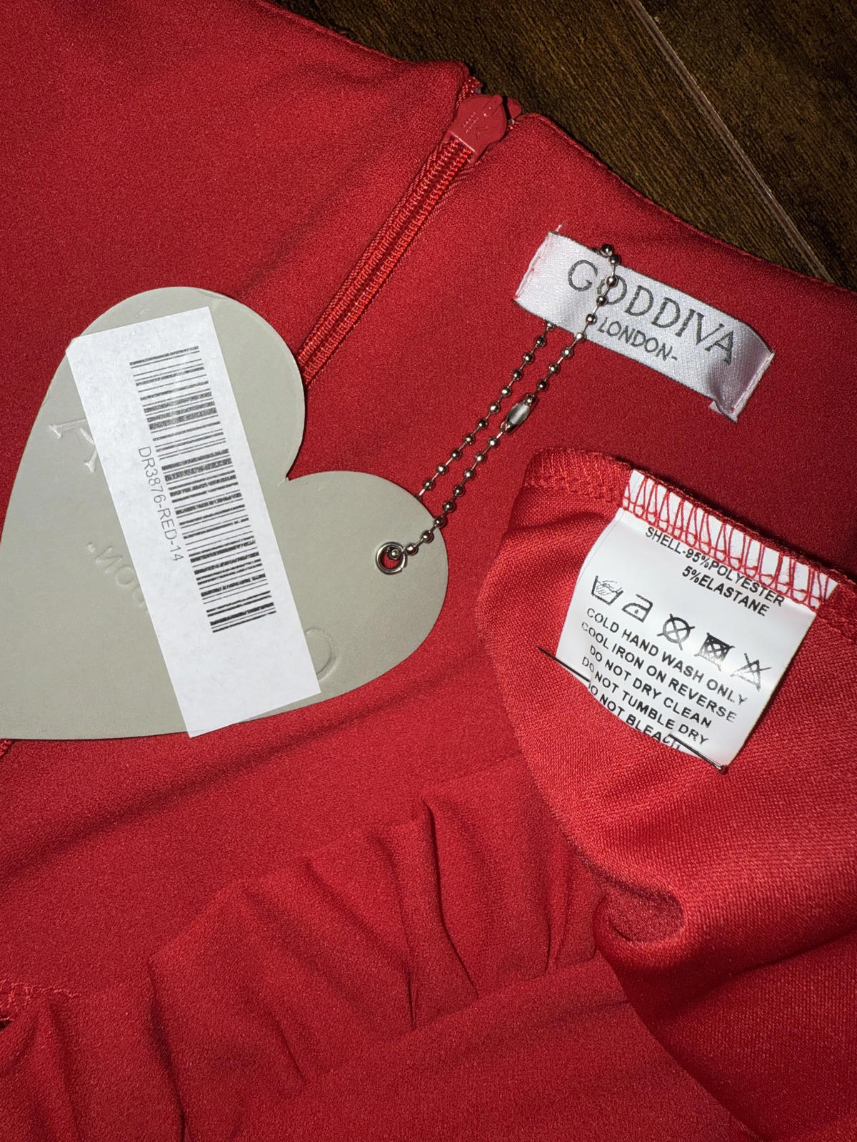 Goddiva Red Ruffle V-Neck A-Line Midi Dress Size 14 DR3876 BNWT             .217