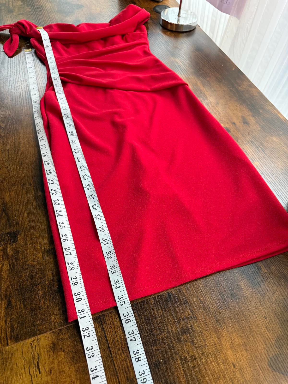 City Goddess London Red One-Shoulder Ruched Midi Dress UK 8 – Evening Wear 224