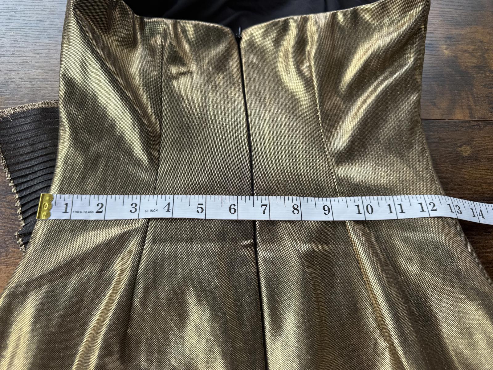 Gold Metallic Strapless Pleated Mini Dress UK Size 8–10